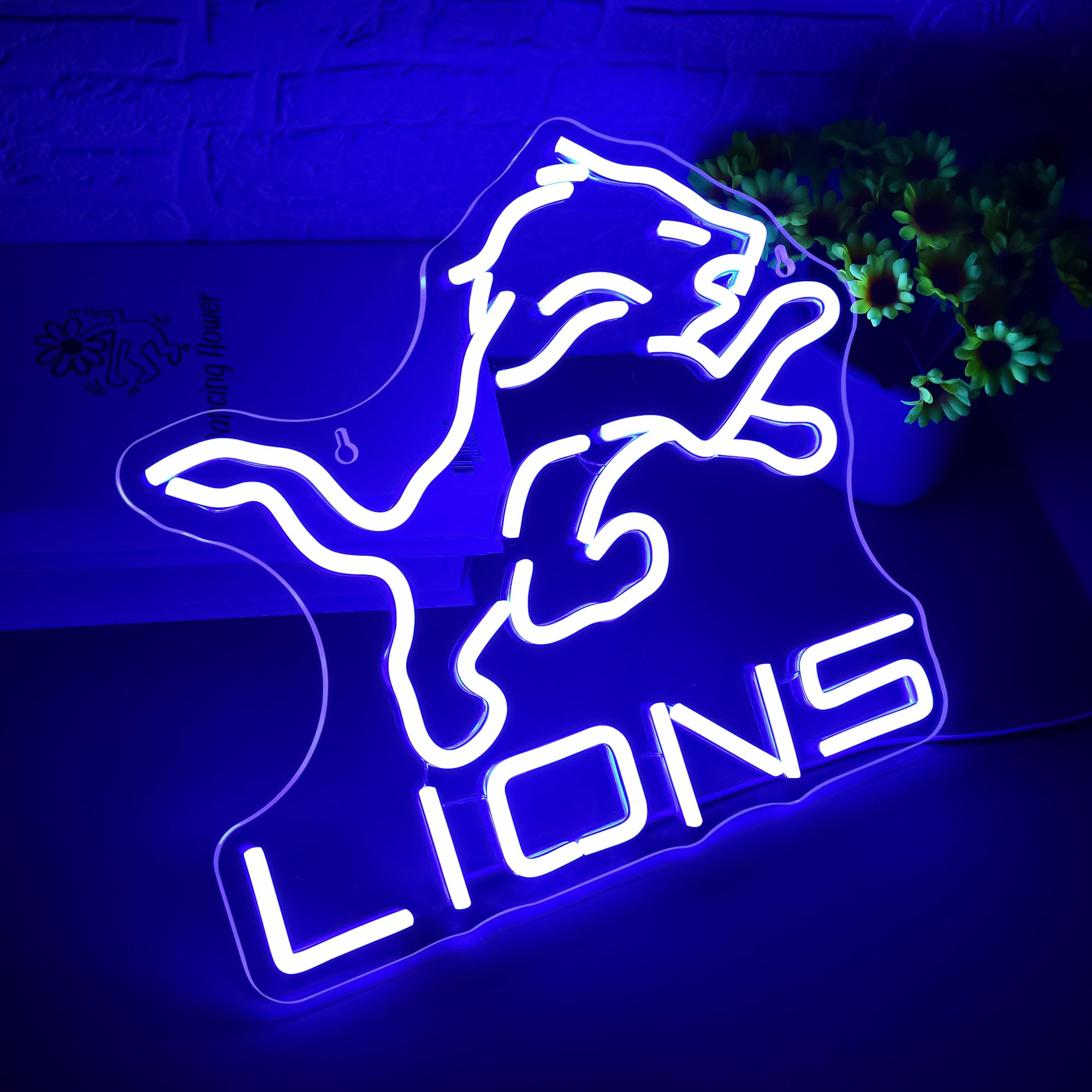 Football Neon Sign For Wall Decor Dimmable Lions Led Light Up Sign Football Sports Room Decor For Boys Bedroom Light Signs For Man Cave Club Gifts For Sports Fans Men Boys Size 14.6 * 13 Inch(Fmcp102)