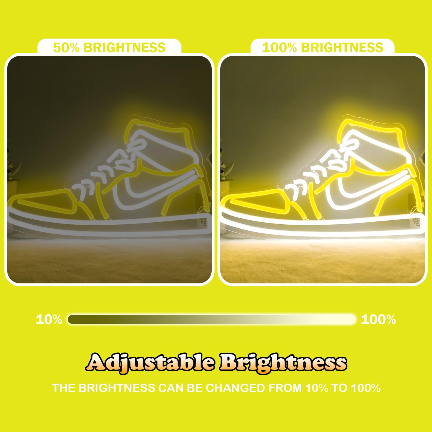 JianJung Neon Sign Sports Shoe Wall Decor LED Light Yellow Acrylic for Bedroom Man Cave Party Pub