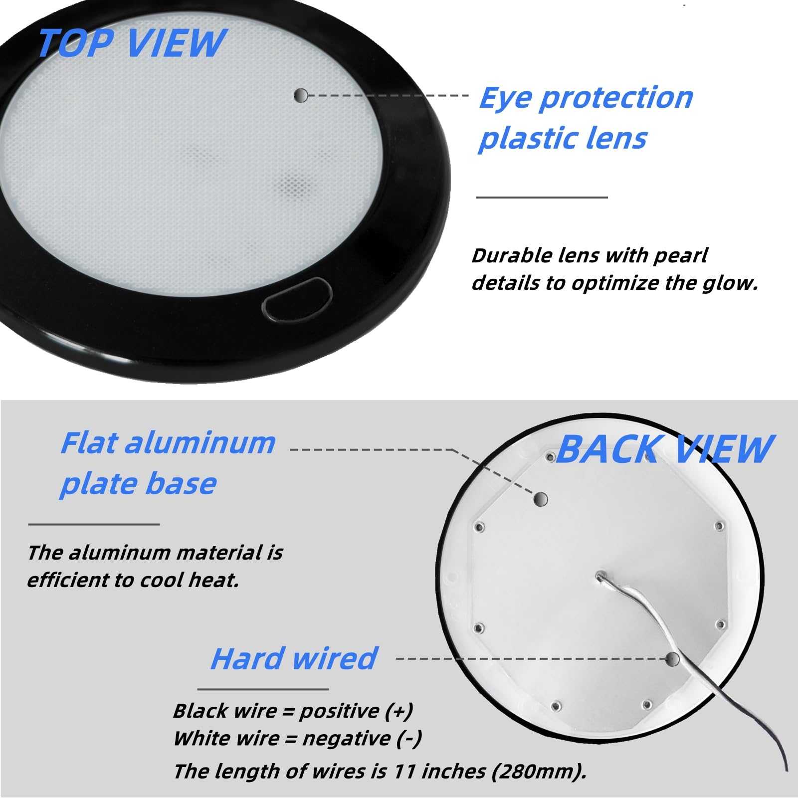 Dream Lighting 12Volt Rv Interior Led Ceiling Light With Switch Soft White Lighting 4000K  320Lumens 5 Inch