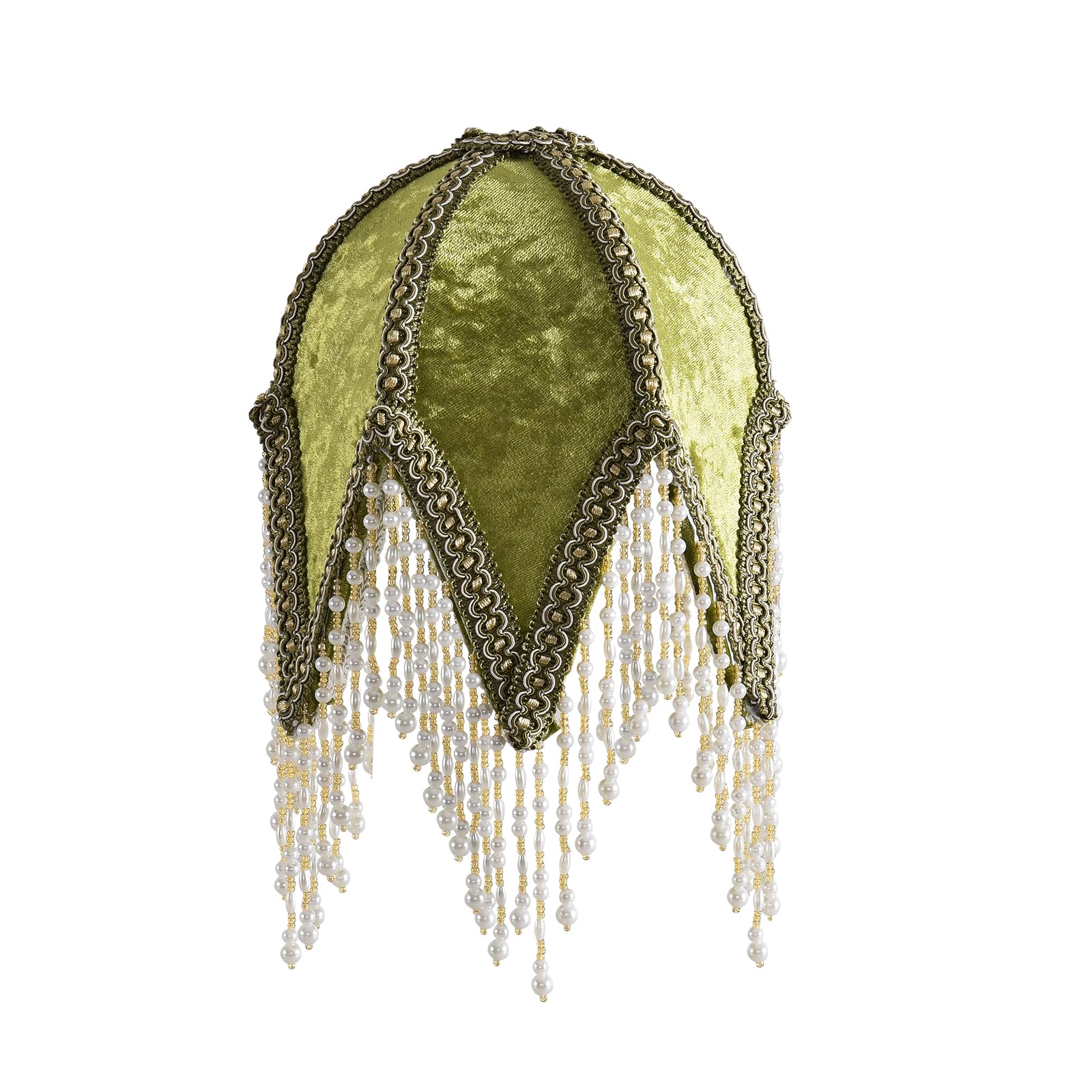 xiaojuande Tassel lampshade - Retro country style green bead tassel lampshade 18cm artistic atmosphere replacement lamp accessory for living room