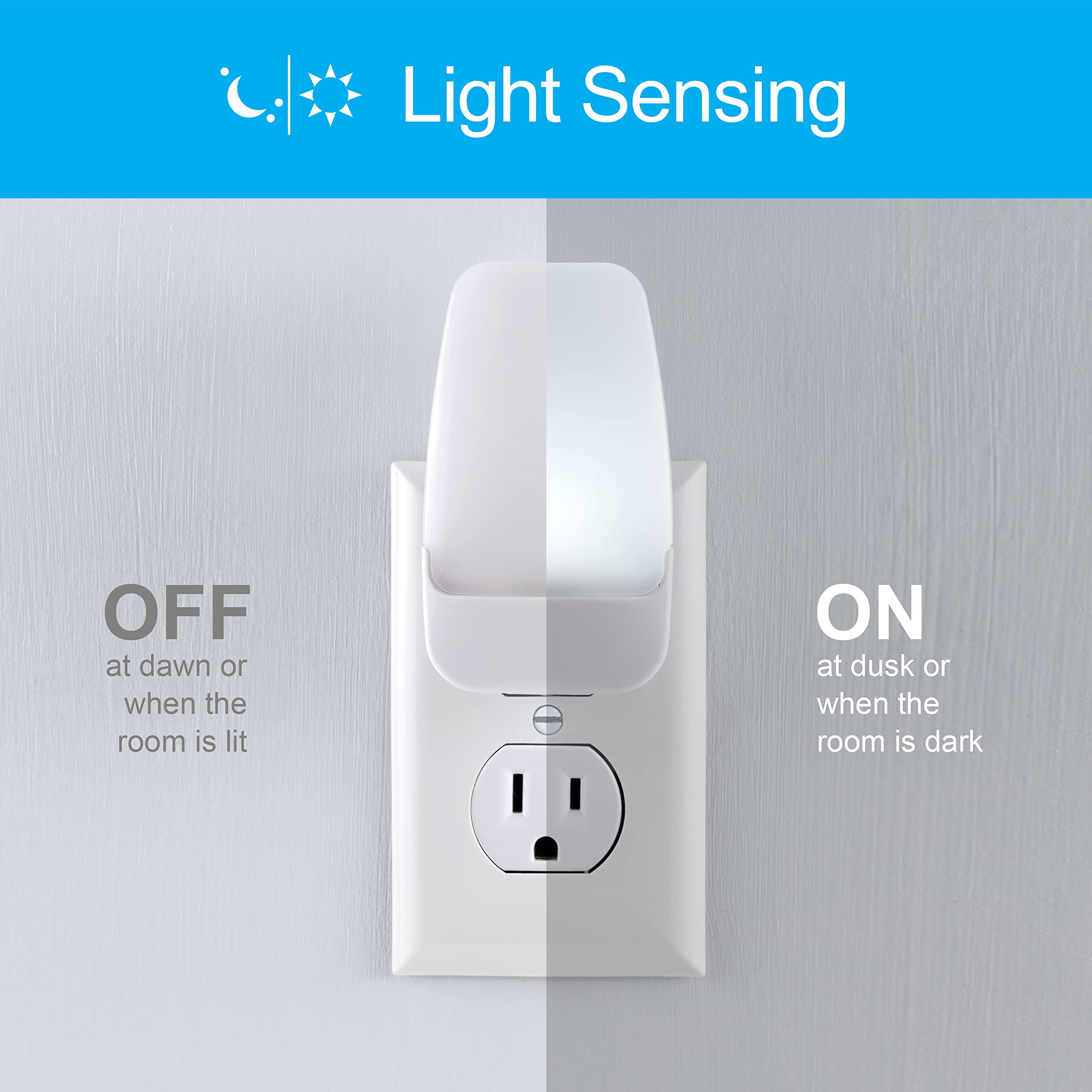 GE LED Night Light - Plug-in with Dusk to Dawn Sensor, 4 Pack, Cool White, Model 55992, UL-Certified, Energy Efficient