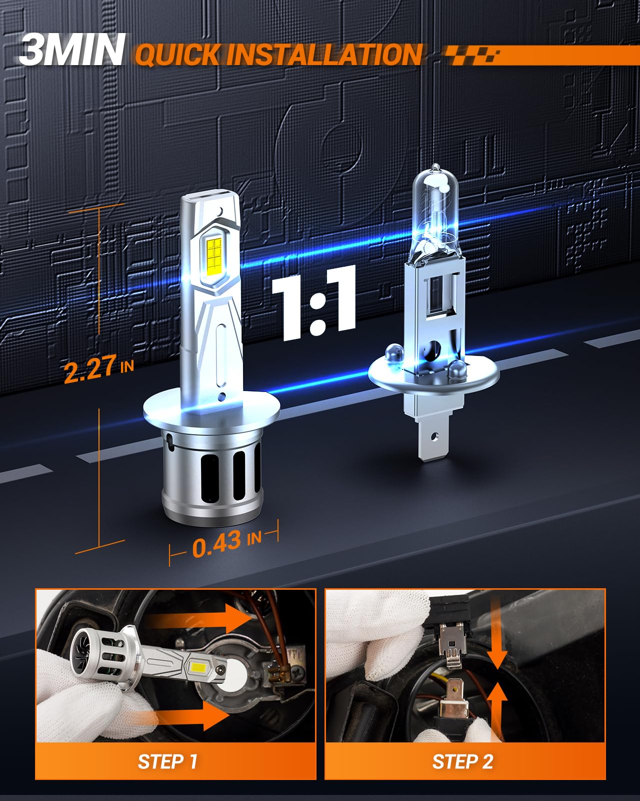 SEALIGHT H1 Fog Lights, 800% 44,000LM, 6500K Cool White, Aluminum, Plug and Play, 2 Pack