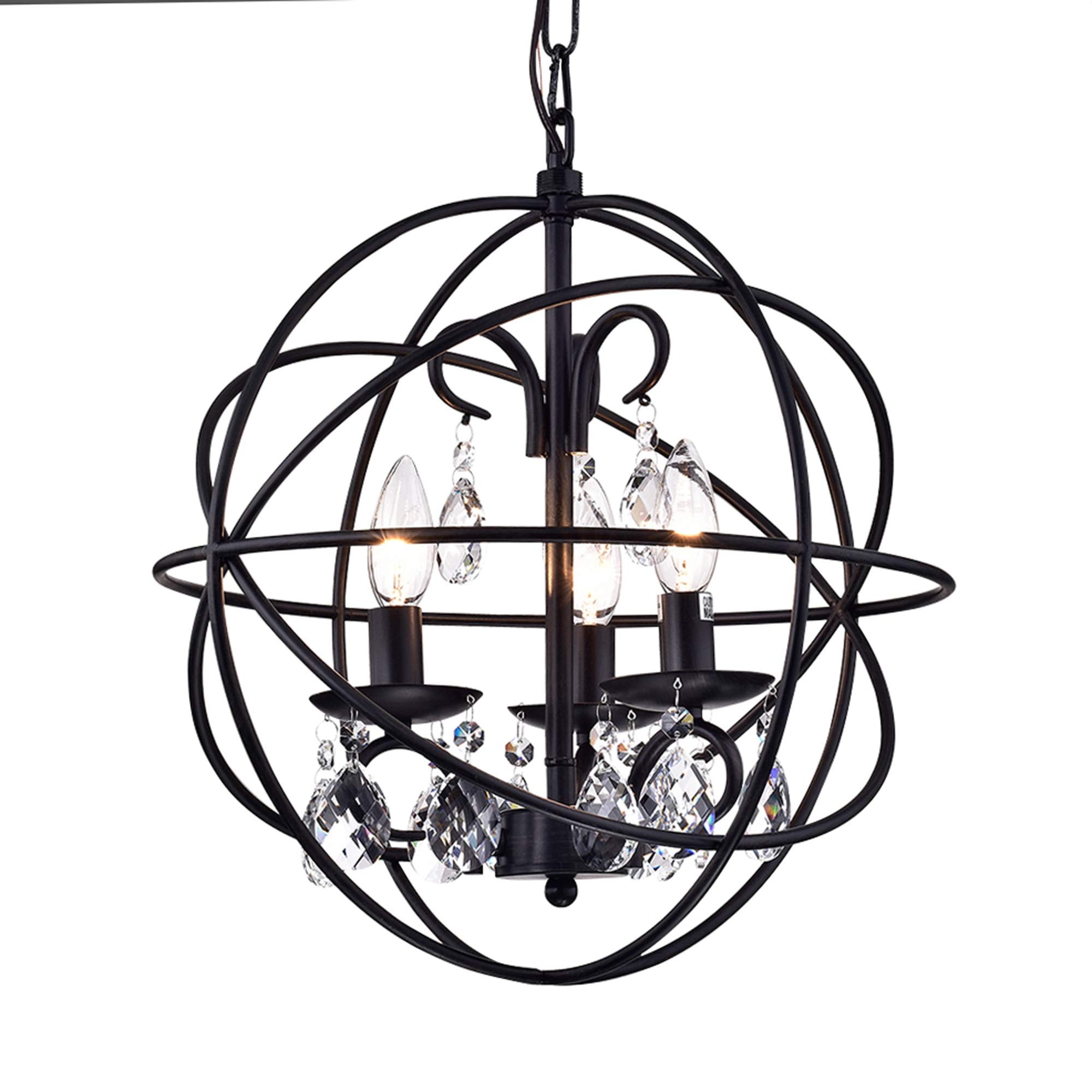 Warehouse of Tiffany RL8158BL Tess Round Crystal Chandelier, 15inch, Black Finish