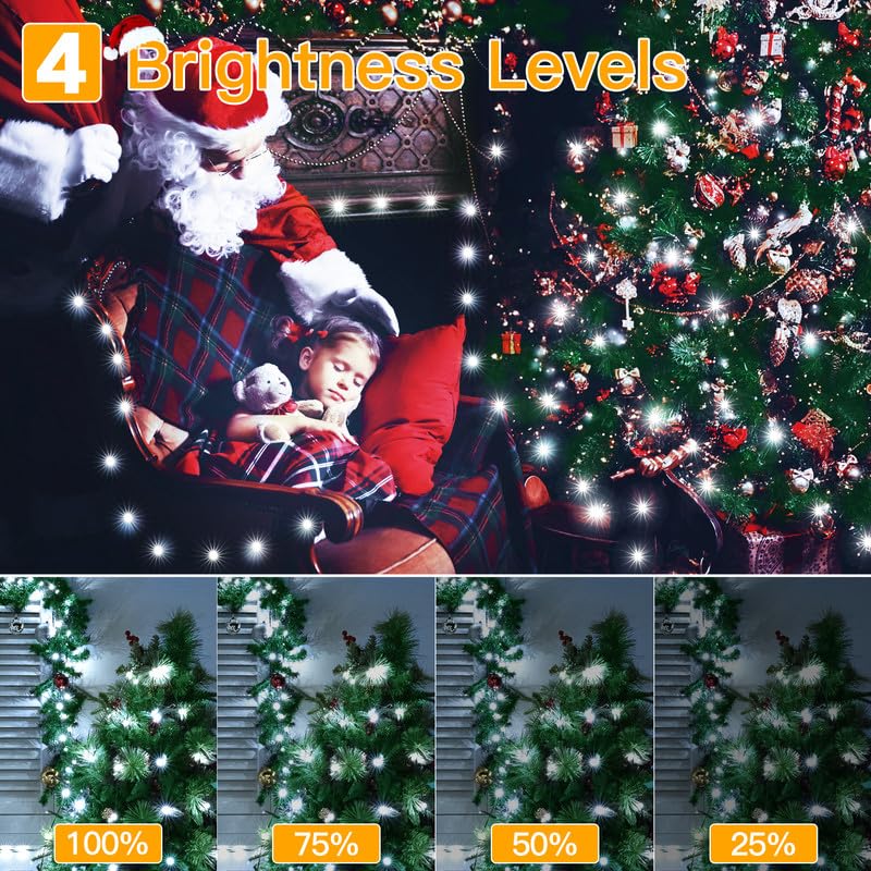 Ollny 1000 Led Christmas Lights, 330 Ft, Ip67 Waterproof, Remote, 8 Modes, Cool White Indoor/Outdoor Decorations, Model Hg-29V1017C