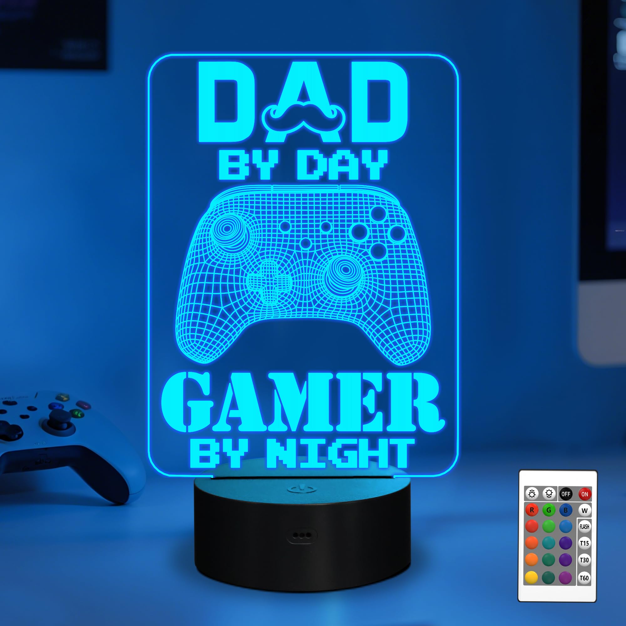 YuanDian 3D Illusion Lamp for Gamers, 16 Colors, Touch & Remote Control, Desk Decor, Model FS-2810-9999, Gift for Dad