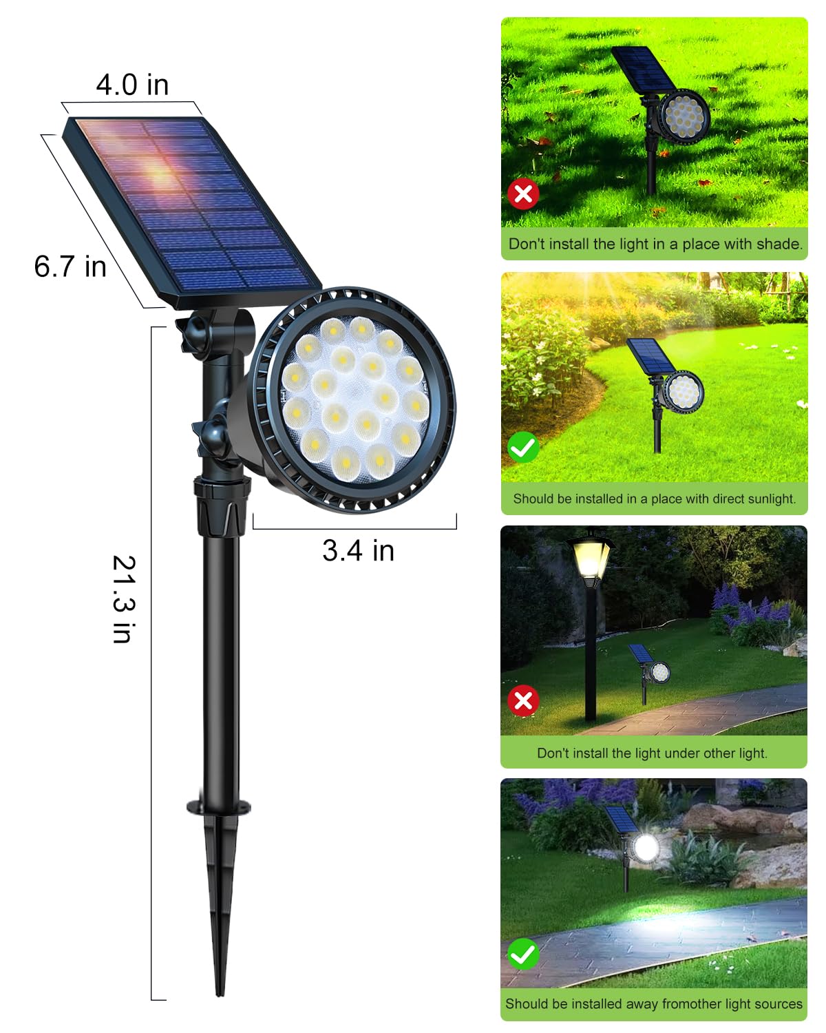 Dbf Solar Landscape Lights, 18 Led Waterproof Outdoor Spotlights, Pack Of 4, Cool White