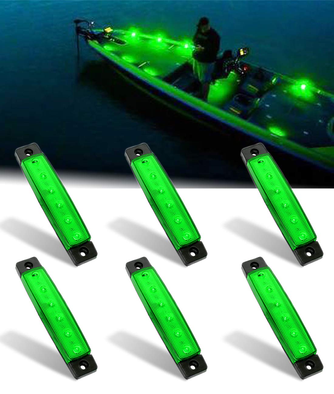 Shangyuan 6PCS Marine LED Strip Lights, 12V White Courtesy Light, Blue, Model DE-SCREEN-1209-932