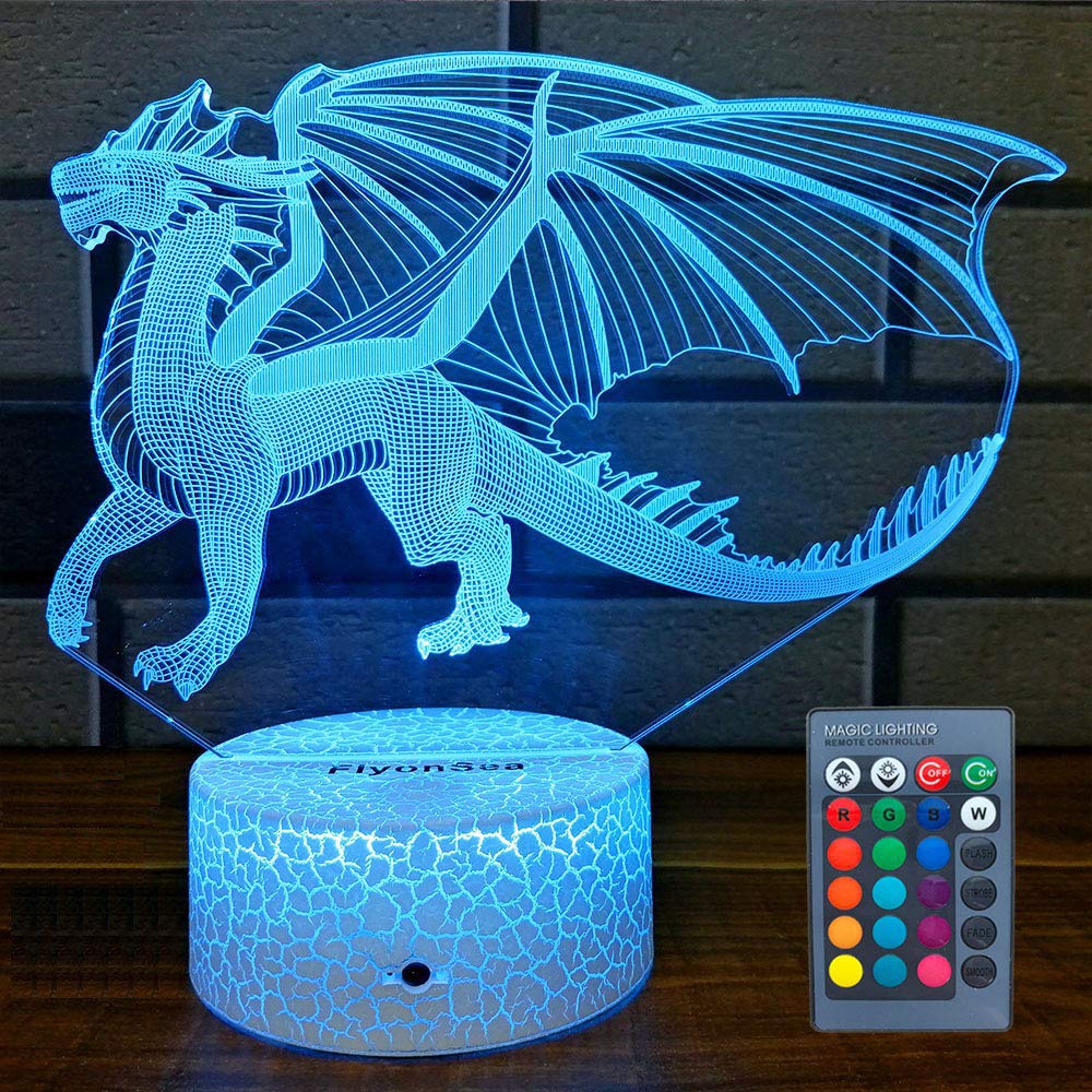 FlyonSea Dragon Gifts Dragon Light 16 Color Changing Dimmable Kids Night Light with Touch and Remote Dragon Toys Light as Birthd