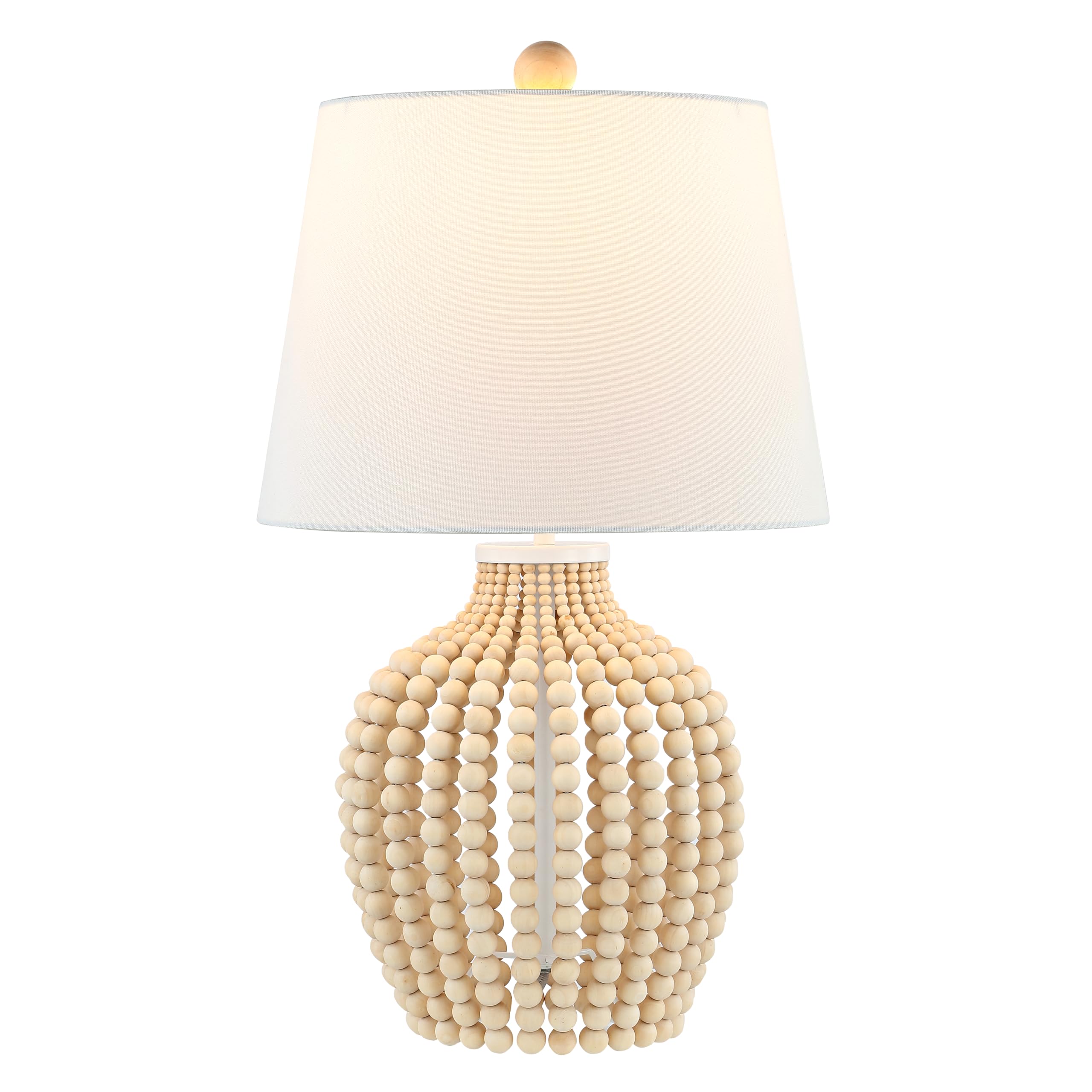SAFAVIEH Lighting - Rewli 23.5-Inch Table Lamp - Brown & White - Bohemian Beaded Body Design - Ideal for Living Room, Bedroom, E