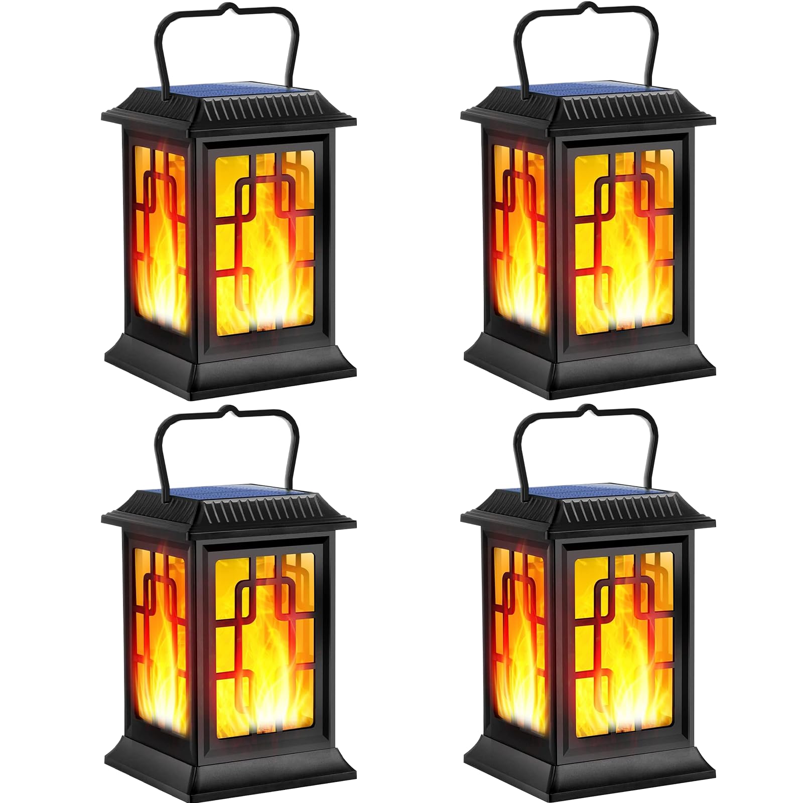 Solar Lanterns Outdoor Waterproof Hanging Lanterns Garden Solar Powered Flame Lights Led For Patio Pathway Deck Yard (4Pack)