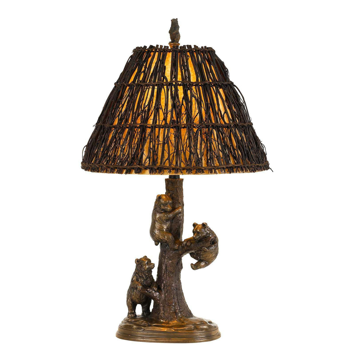Homeroots Bronze Table Lamp With Brown Empire Shade, 29.5 X 17 X 17 In.
