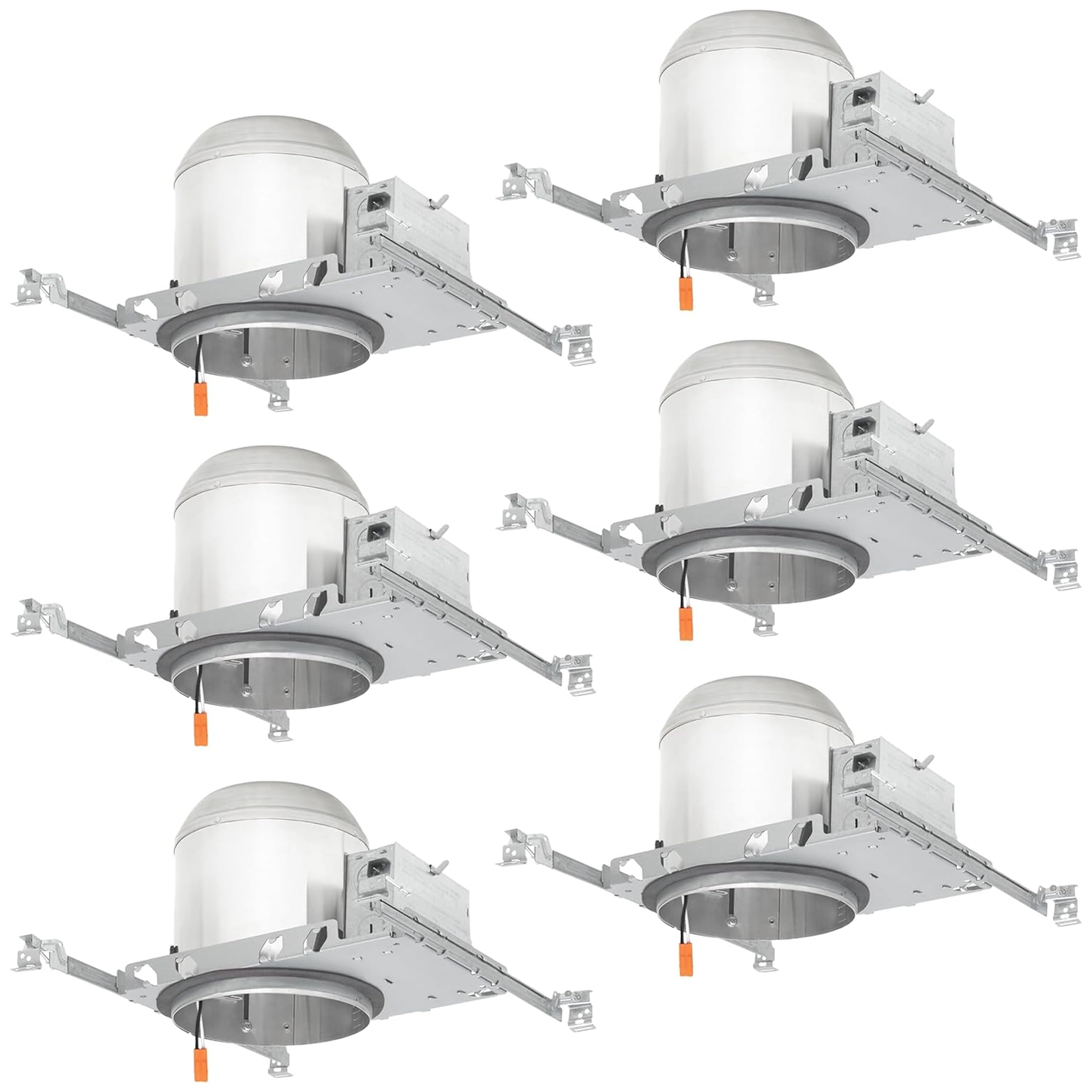 Designers Fountain LED Recessed Ceiling Light Housings 6 Pack, 6 Inch IC Shallow Remodel Can Housing Set for Recessed Lights, 10