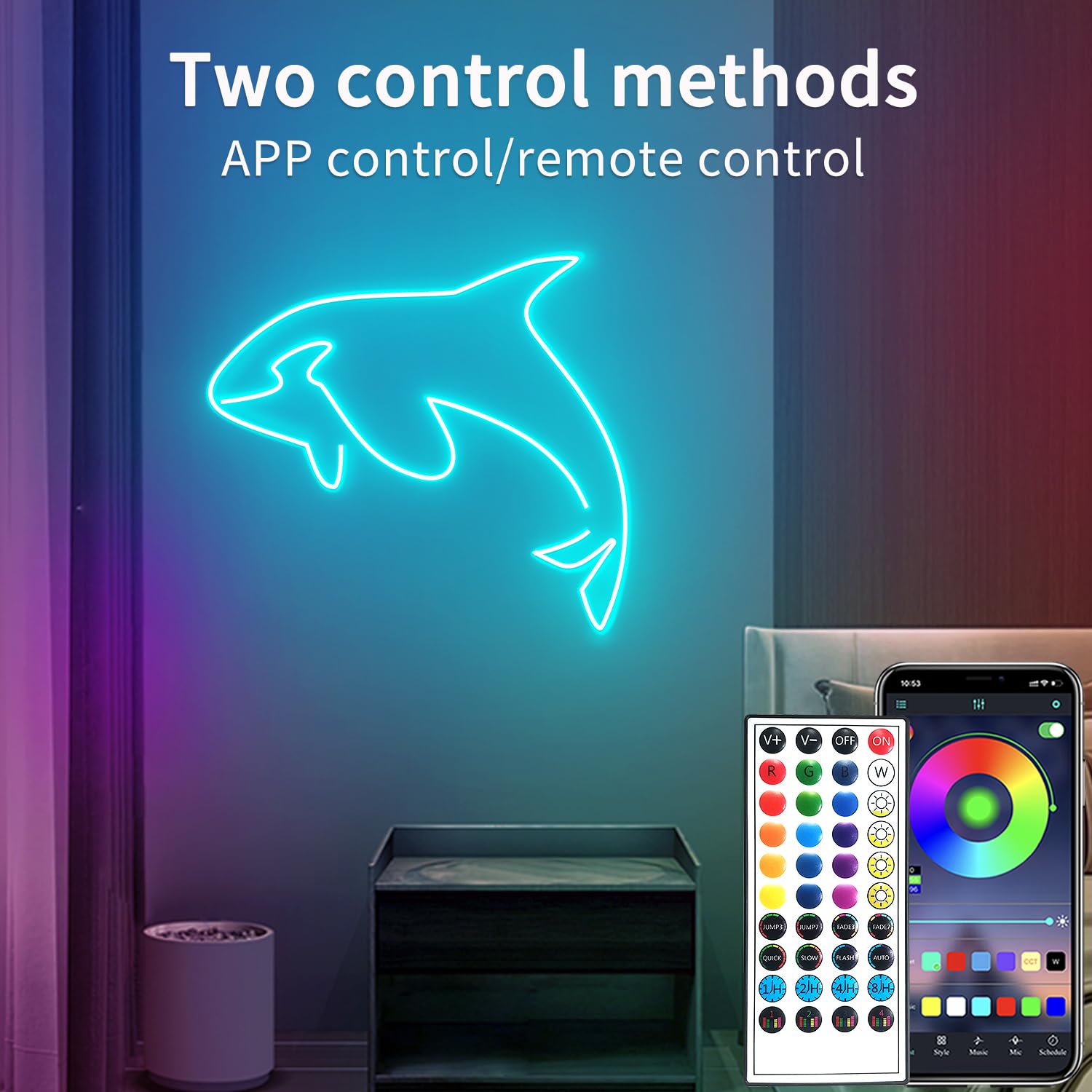 Segrass 50Ft Led Neon Rope Lights,Control With App/Remote,Flexible Led Rope Lights Ip67 Outdoor Rgb Neon Lights Waterproof,Music