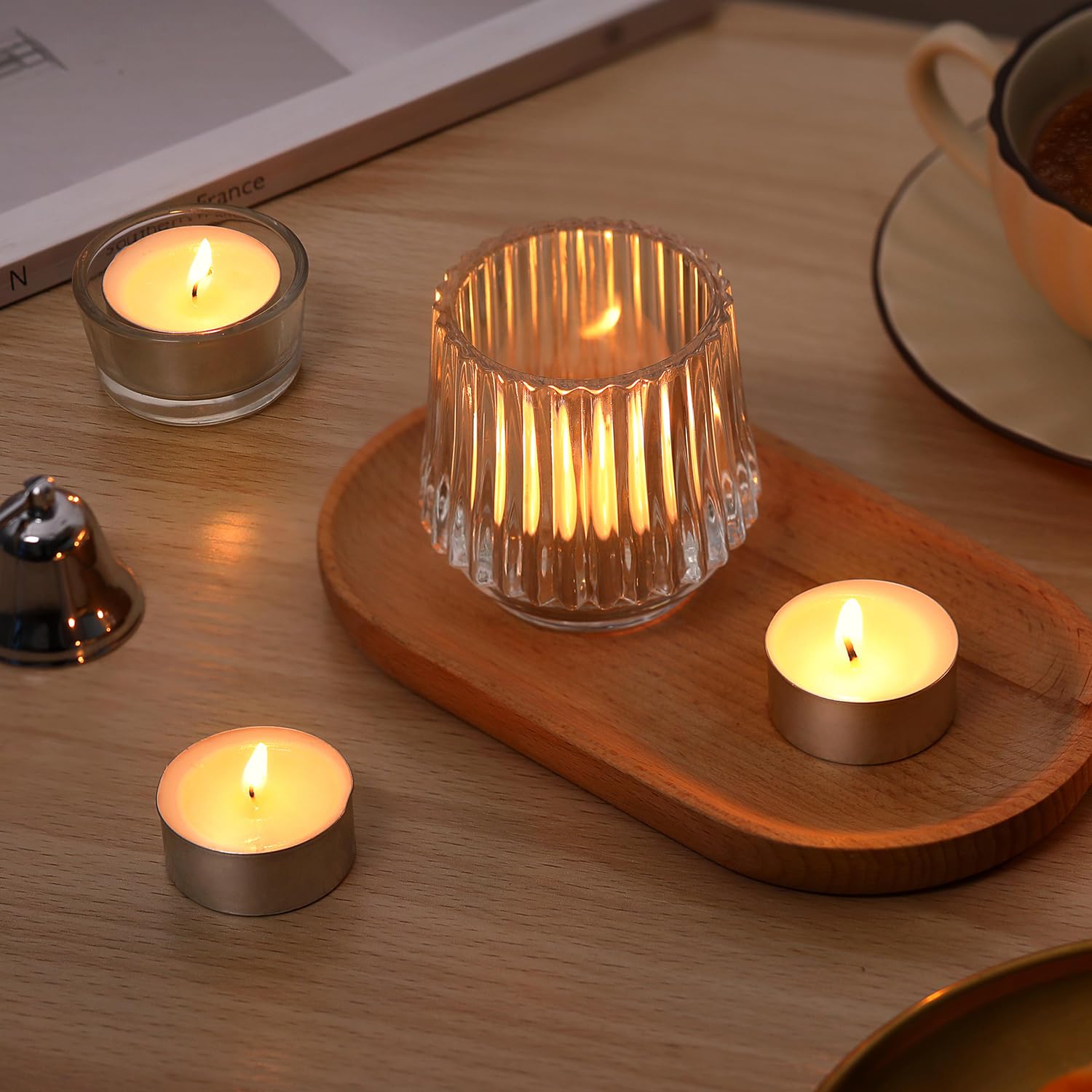 Soy Wax Tealight Candles | 100 Pack- 6 Hours Long Burning Tea Candles, 100% Natural Soy Wax Tea Lights Candles | Paraffin-Free,