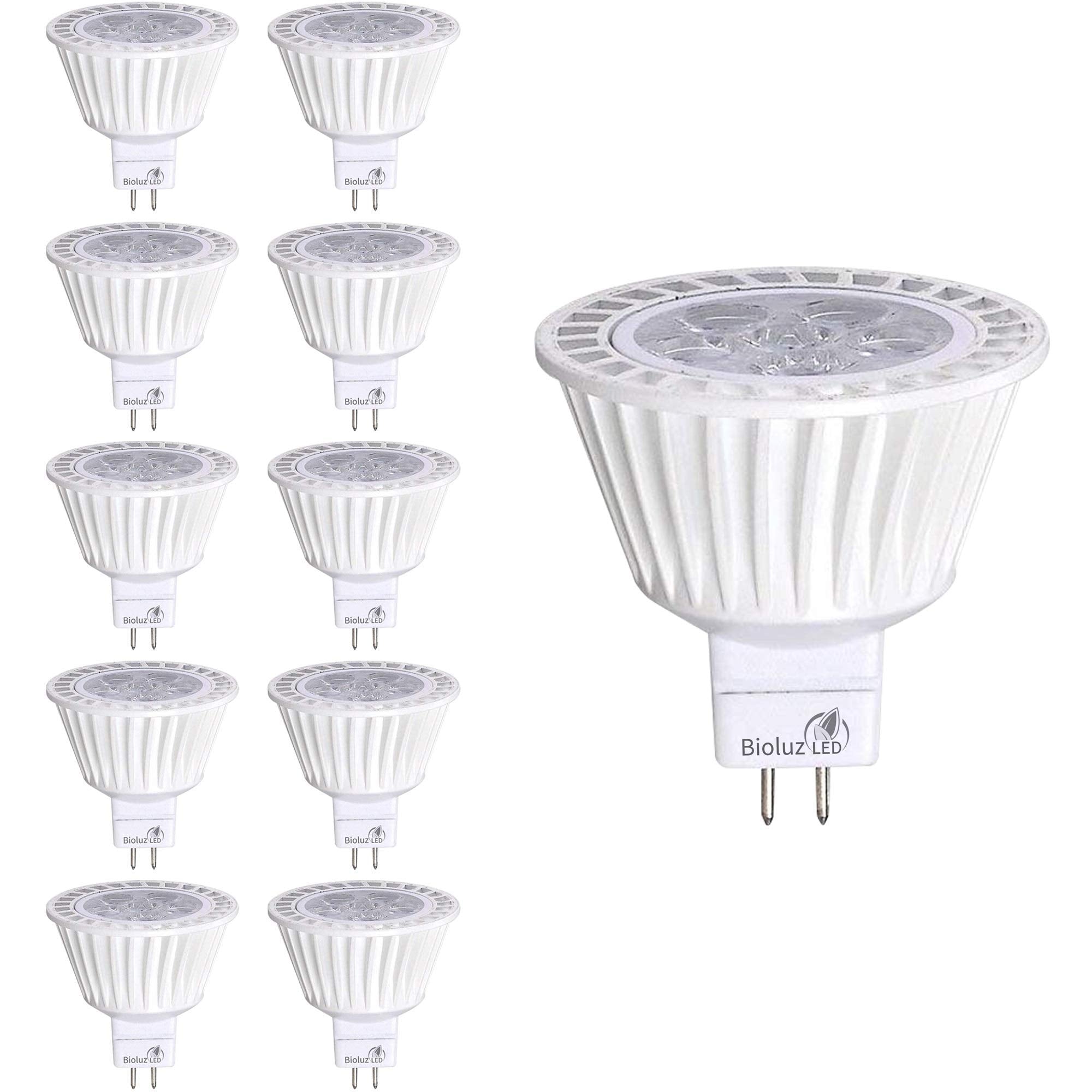 Bioluz LED MR16 Bulb 10 Pack Dimmable 7W 3000K Halogen Replacement AC/DC UL Listed