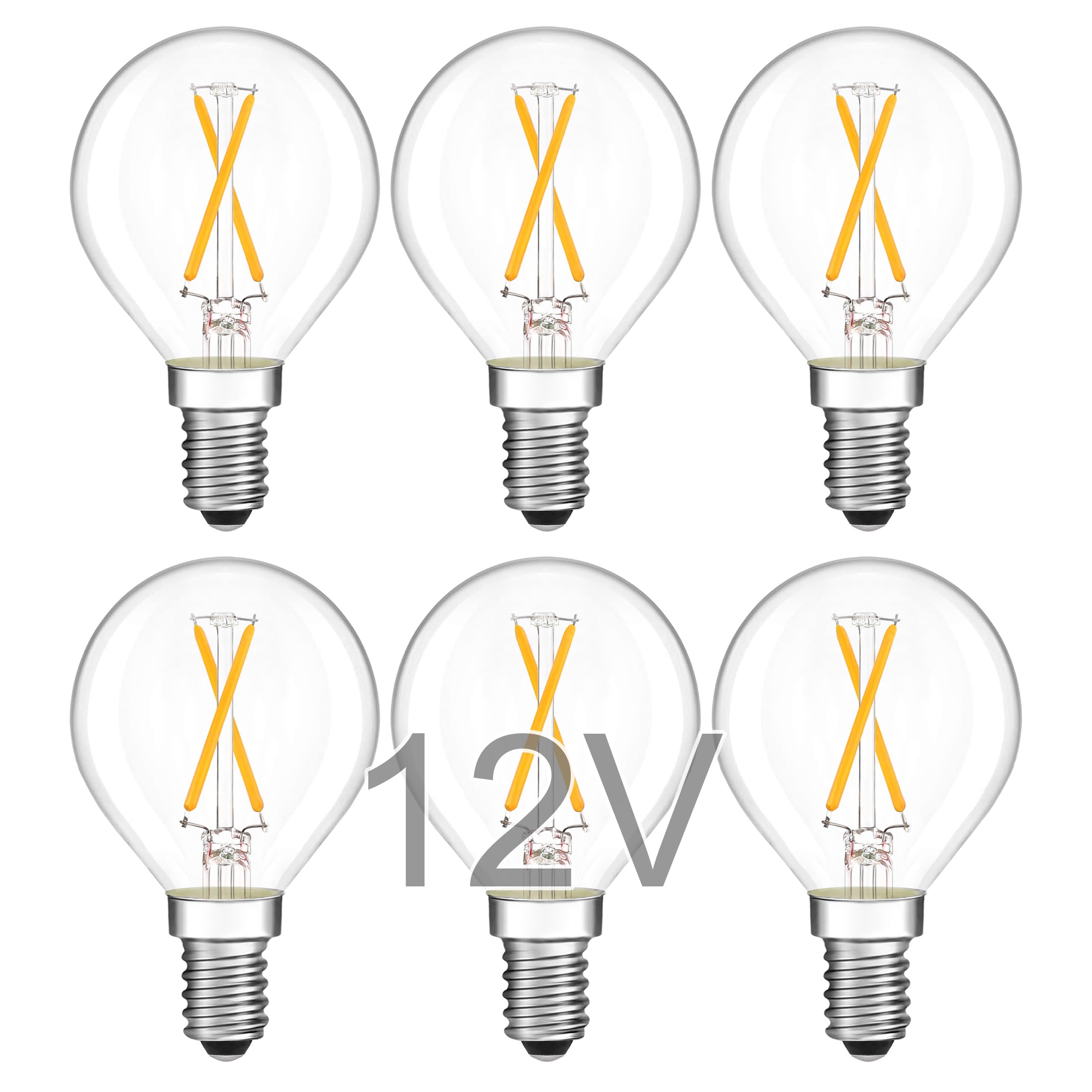 Tokcon 12V Led Light Bulbs - Soft Warm White 2700K 2W (Only For 12 Volt Dc/Ac)- 25W Equivalent Low Voltage E12 Candelabra Base S