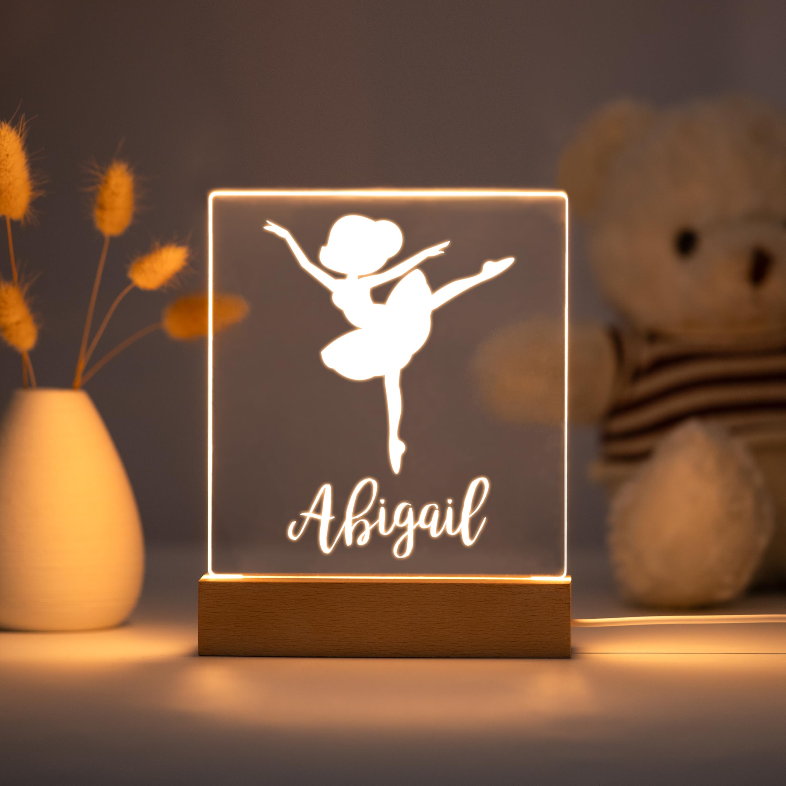 Personalized Night Light For Kids Girls Boys Customized Gifts For Baby Nursery Decor Ballerina