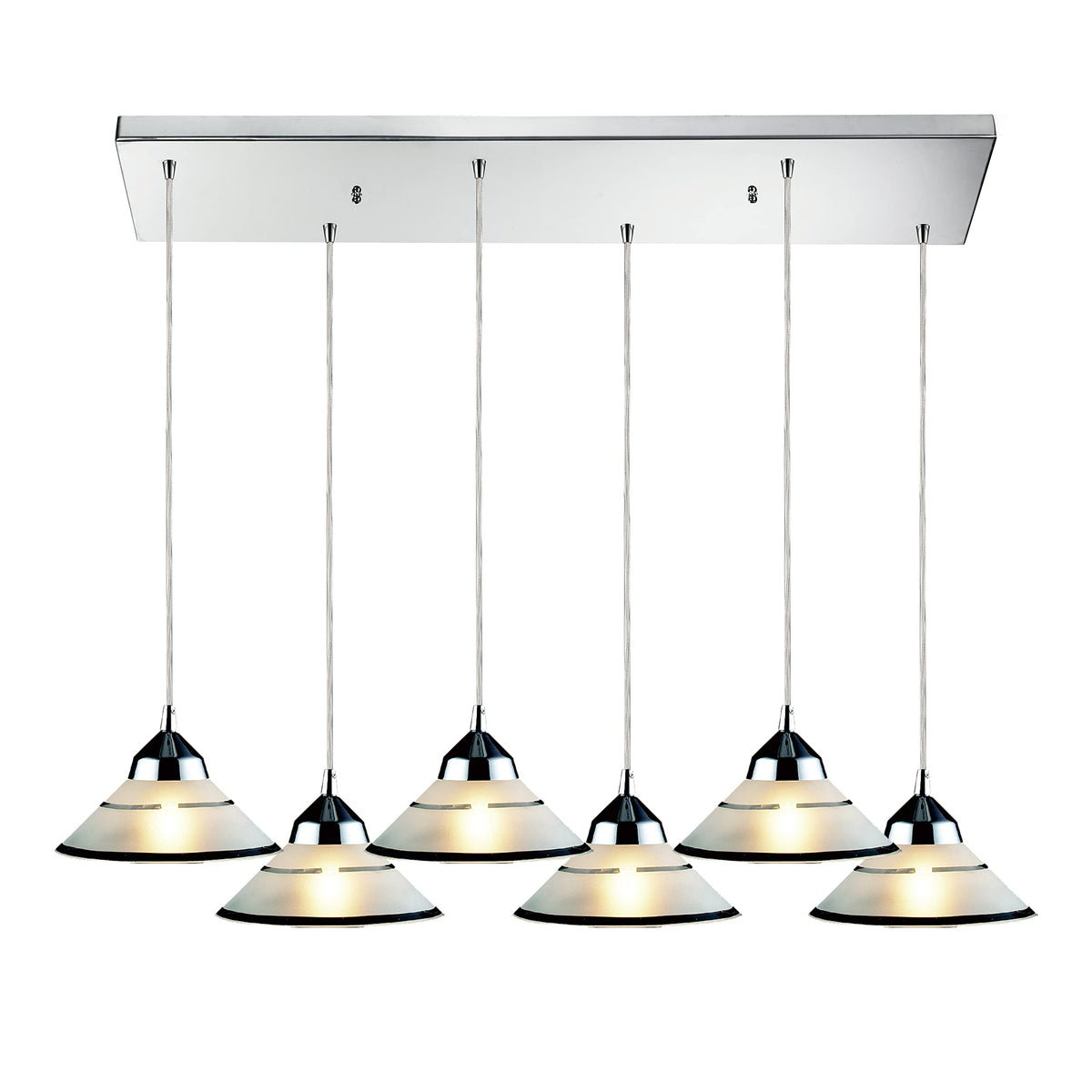 Elk Home Refraction Mini Pendant - 6-Light, Polished Chrome, White Satin Glass, Modern Style