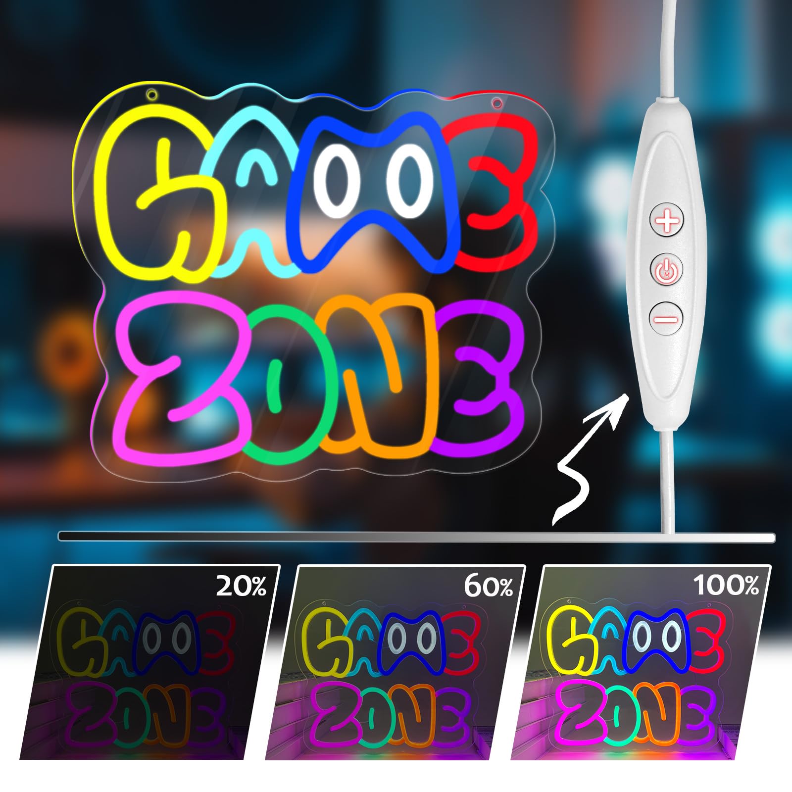 Innovtools Game Zone Neon Sign  Led Gamer Neon Signs For Room Decor  Dimmable Gaming Light Up Sign For Teens  Boys  Kids  Birthdays  Christmas  Video Game Decor Gifts For Wall  Bedroom(Zone)