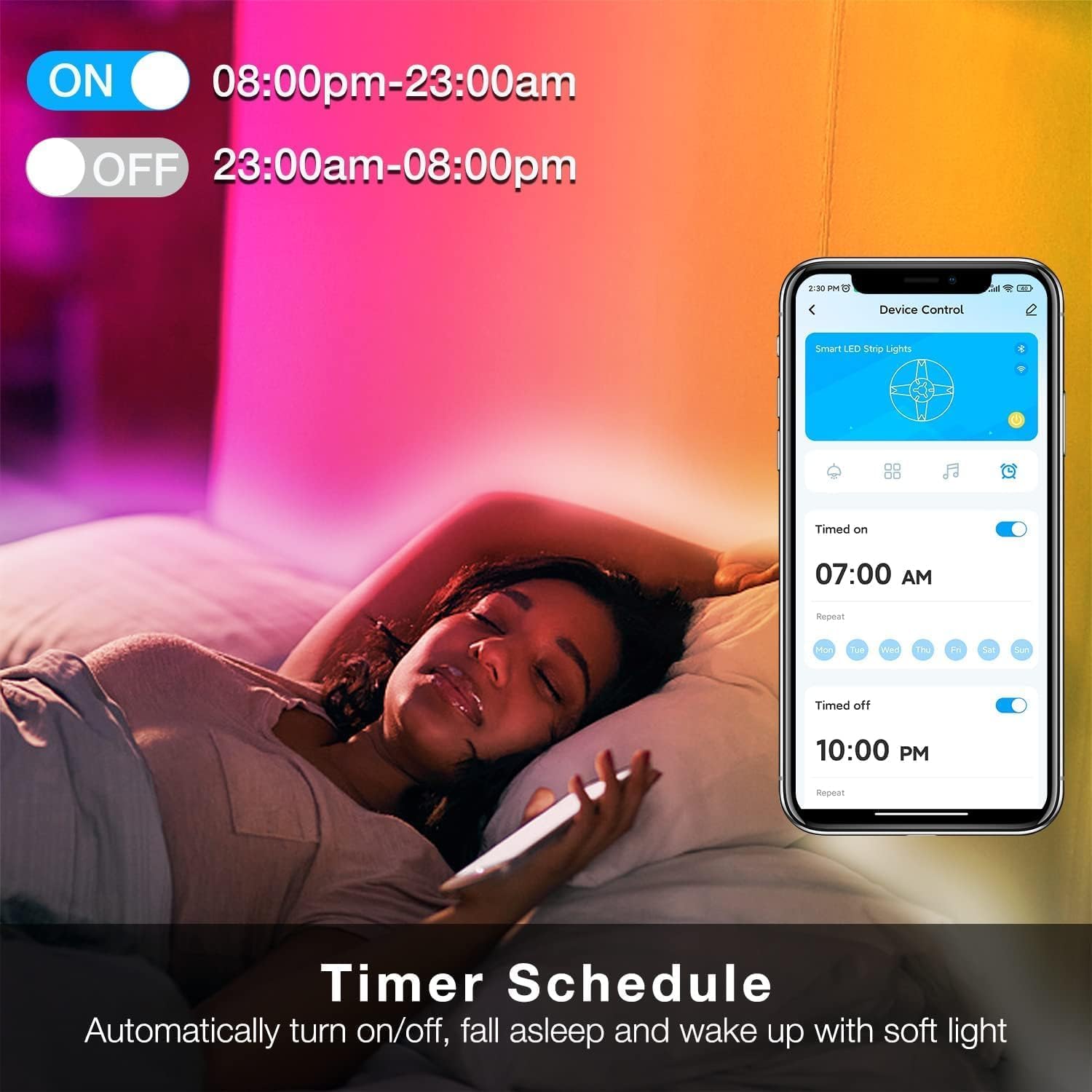 DAYBETTER Smart WiFi LED Strip Lights, 50FT RGB, App & Voice Control, Compatible with Alexa/Google Assistant, Multicolor, Model DADWF1501-V2