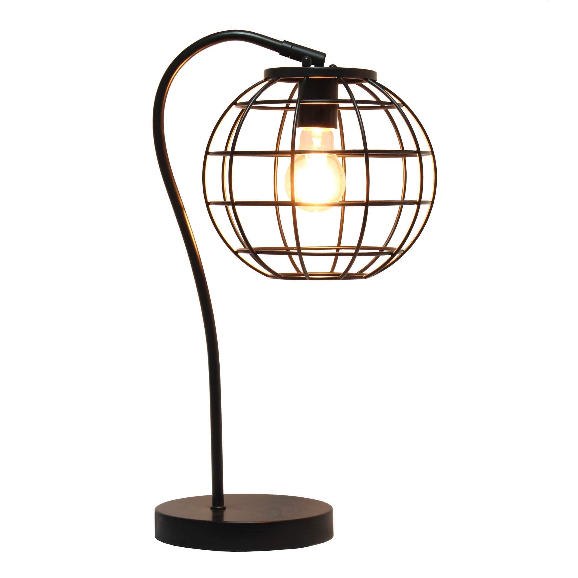 Lalia Home Decorative Arched Metal Cage Table Lamp, Black
