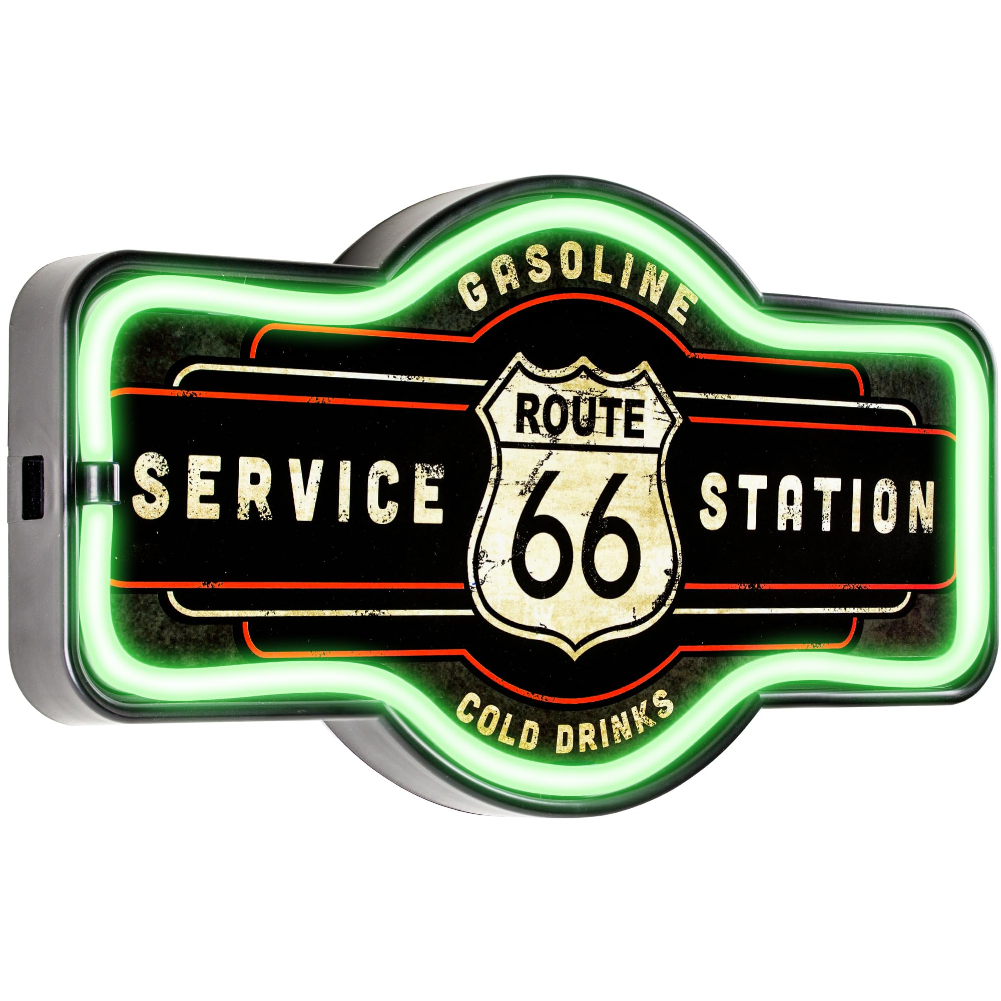 Route 66 Service Station - Reproduction Vintage Advertising Marquee Sign - Battery Powered LED Neon Style Light - 17 x 10 x 3 Inches