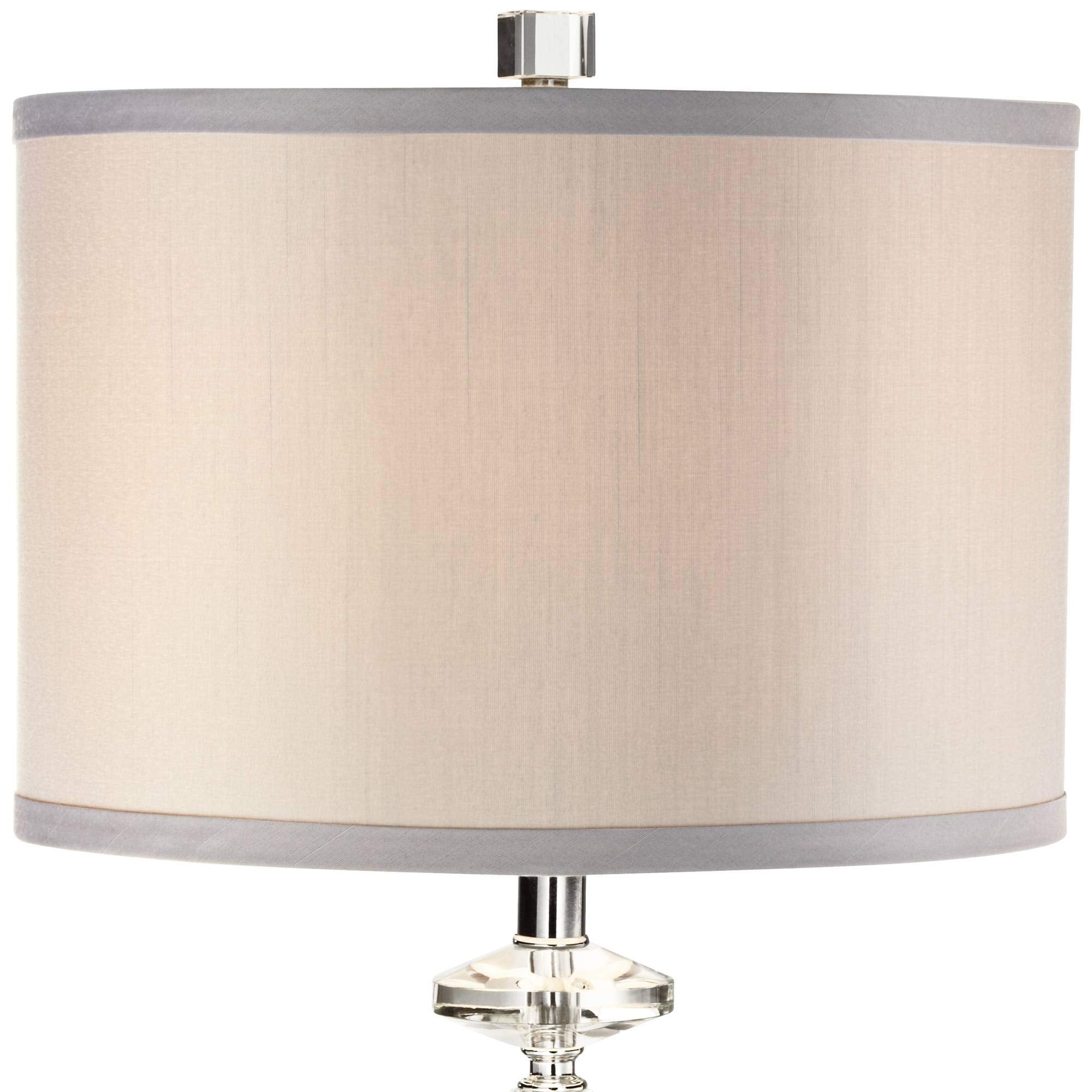Vienna Full Spectrum 27 Tall Table Lamps Set Of 2, Gray Drum Shade, Crystal, Model 40A06, Ideal For Living Room, Bedroom, Office