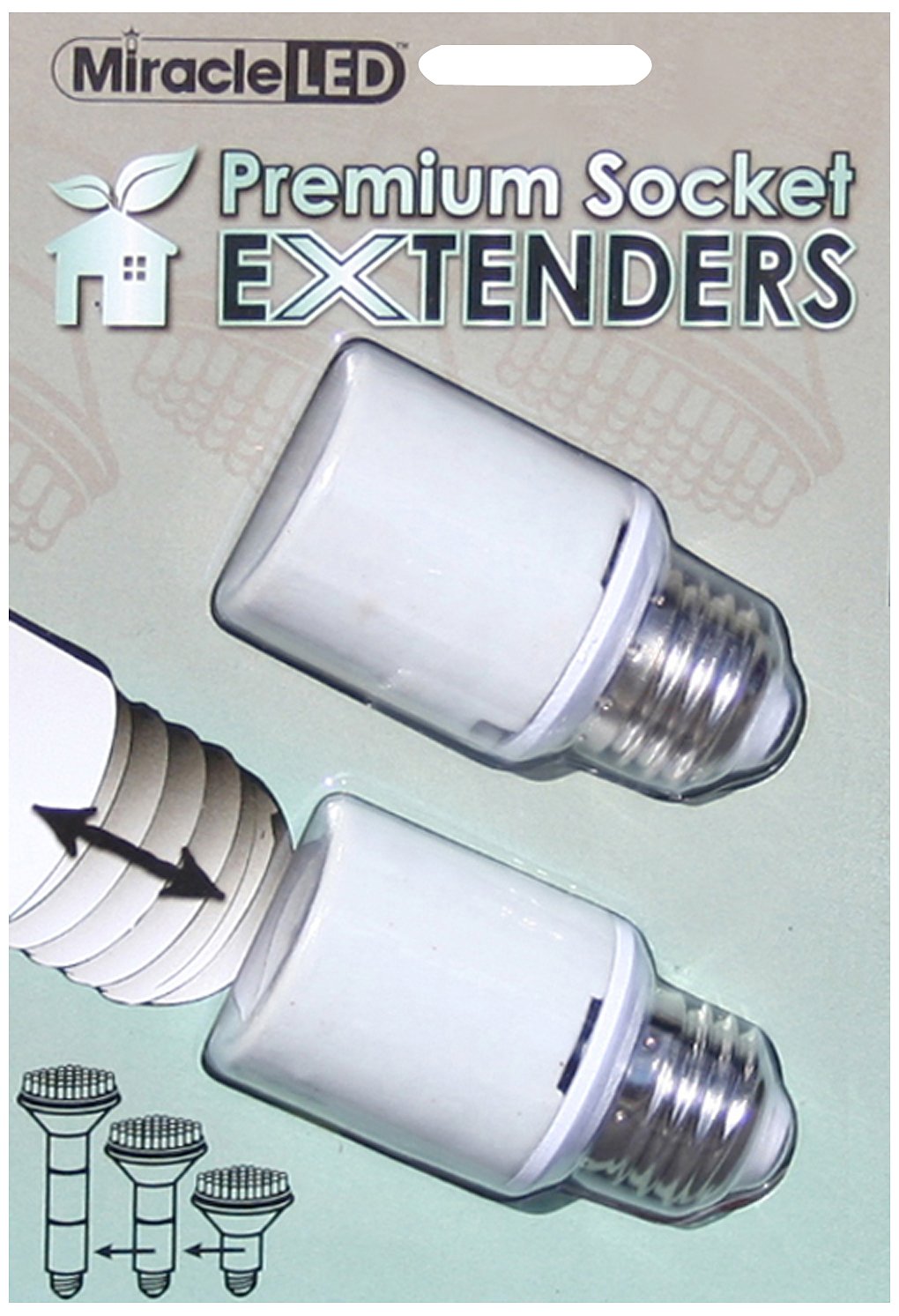Miracle Led Medium White Porcelain Socket Extenders For Led Bulb - U.L. Listed