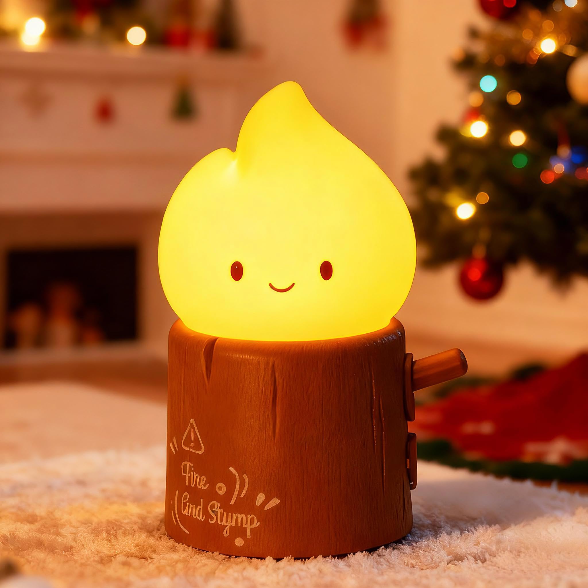 Tarinks Stump Fire Night Light, Flameless Candles Lamp, Torch Stump Light, Rechargeable Silicone Flame lamp, Cute Night Light fo