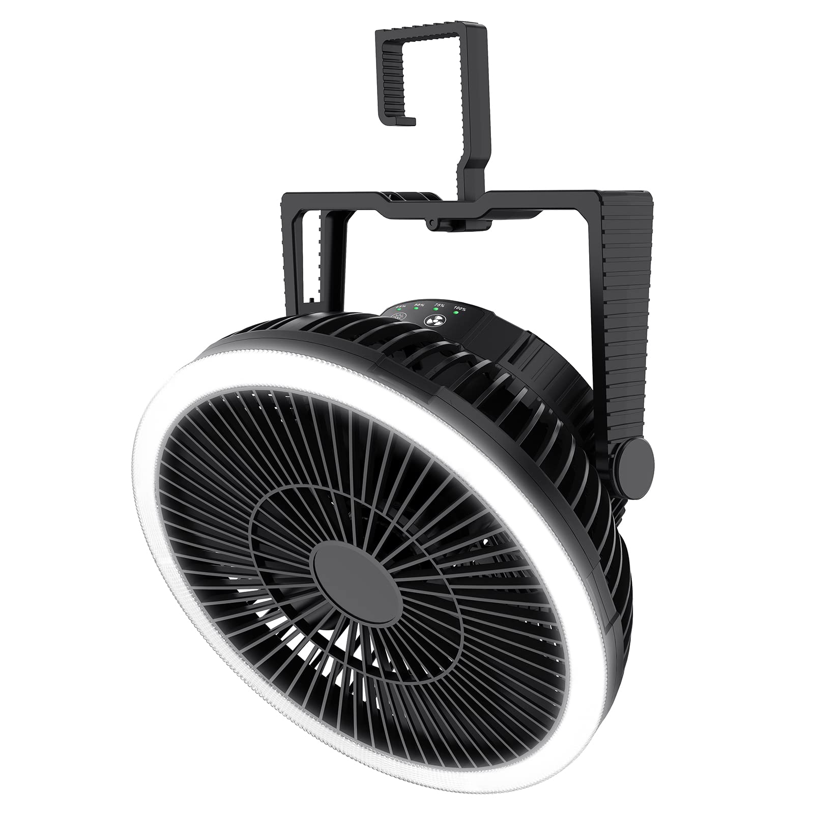 MORECORE Camping Fan with LED Lantern - 10000mAh Rechargeable 8" Tent Fan, Lightweight, with Hanging Hook for Outdoor Use