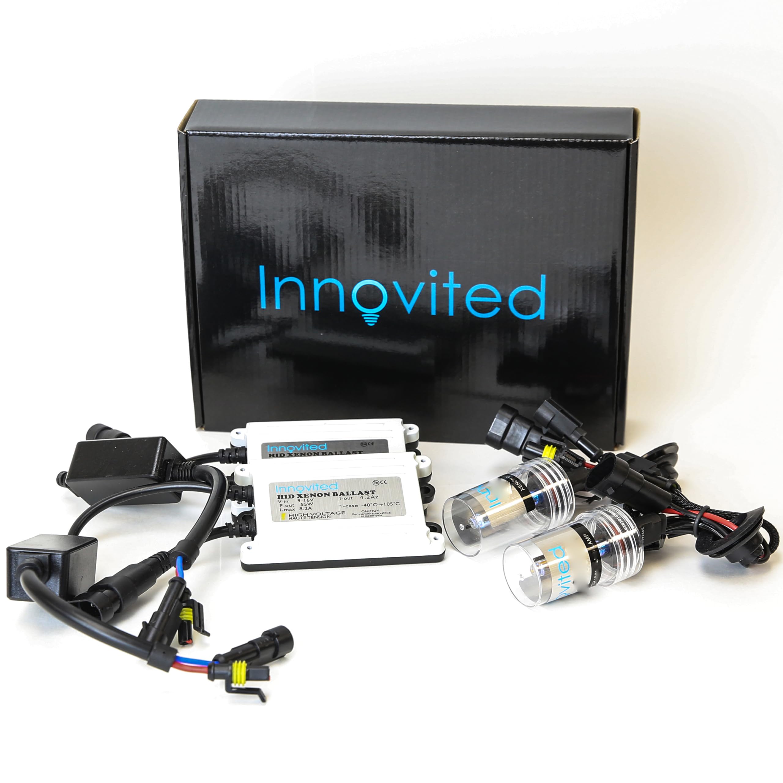 Innovited H4-2 9003 6000K HID Xenon Bulb x 1 pair bundle with 2 x 55W Platinum Digital Ballast (w/High Halogen) (Diamond White)-New