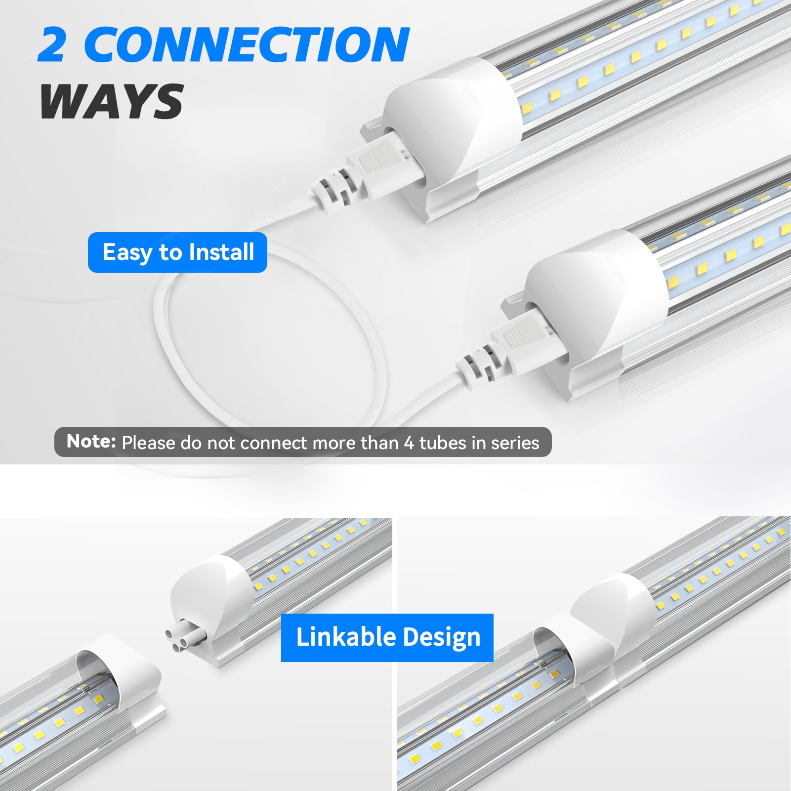 SHOPLED 8FT LED Shop Light, 72W 9360LM, V-Shape, Aluminum, Daylight White, Model YK-YTH-V-8FT-12P,