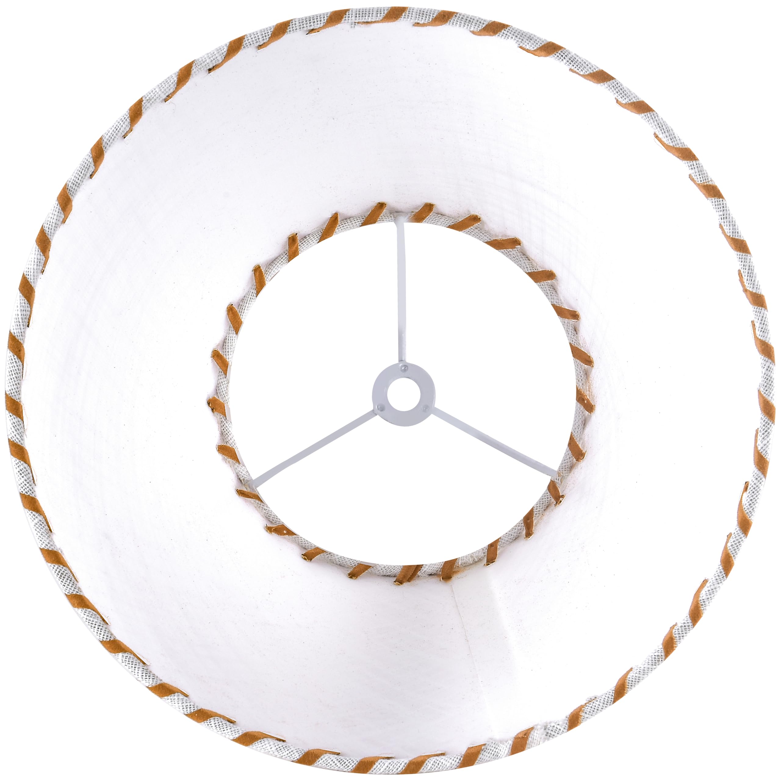 Go&So 1 Pack White Linen Lampshades Natural Fabric Small Lamp Shades, 5''X9''X6.4'' (Spider) With Stitched Brown Trim - Modern R