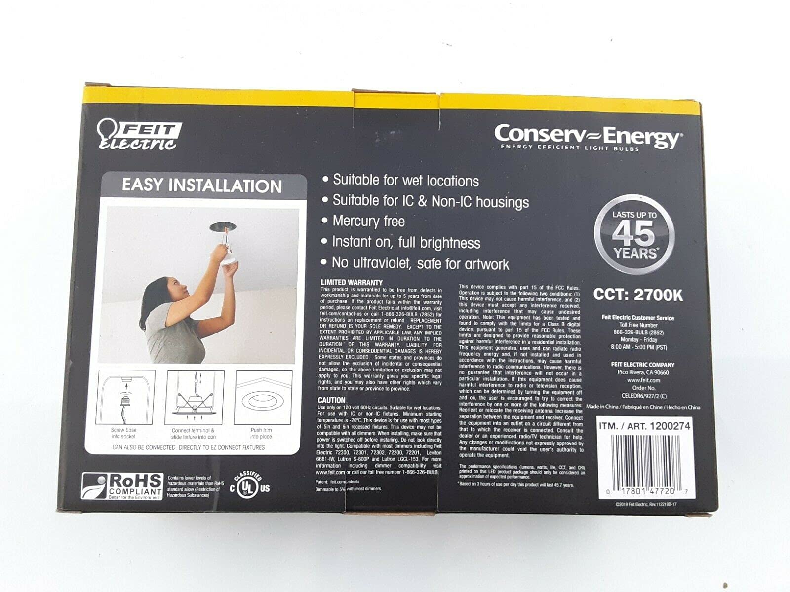 Feit Electric LED Bulb 75W, Soft White, 2 Count (Pack of 1), Model CELEDR6/927/2, 90+ CRI