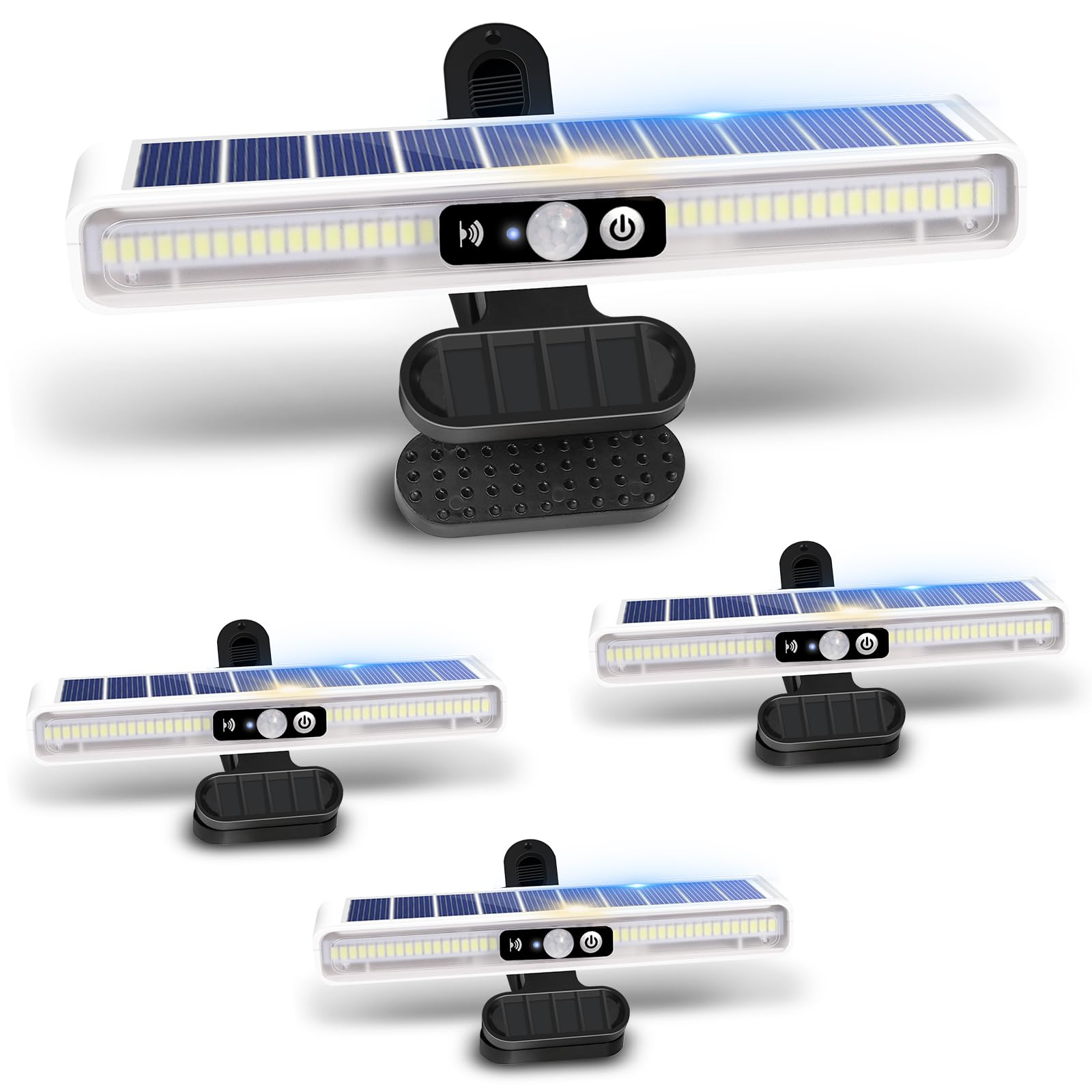 Sunlight Encounter Clip On Solar Motion Lights Outdoor Waterproof, 4 Pack Fence Lights Outside With 36 Leds, 6000K, Portable Sol