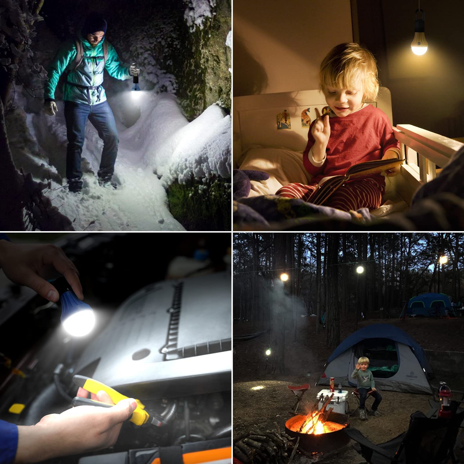 Lepro LED Camping Lantern - 3 Lighting Modes, Collapsible, Plastic, 4 Packs, 3000K Warm White, 5000K Cool White, 6000K Daylight