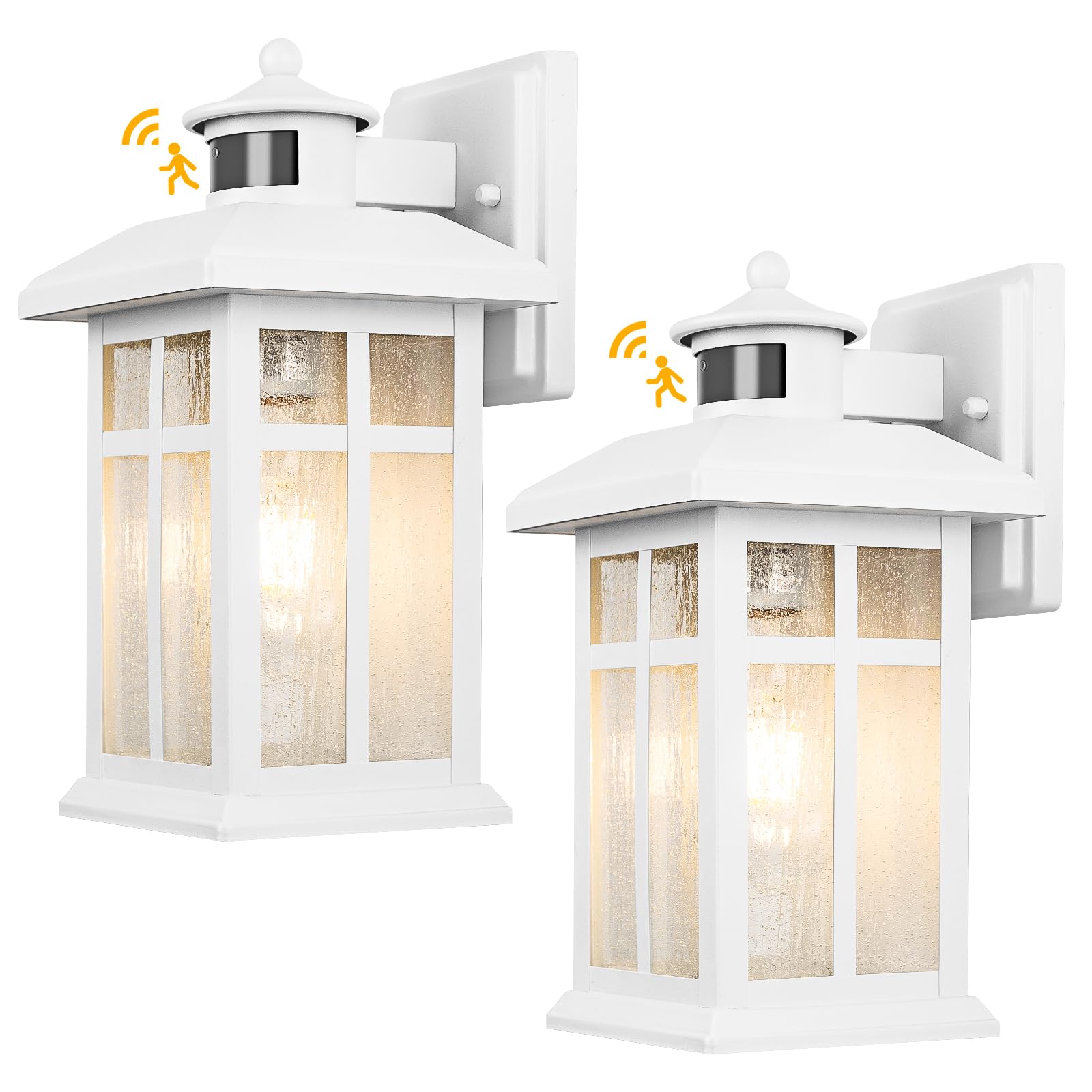 Newest 2 Packs Motion Sensor Outdoor Lights, Outside Light Fixtures for House White, Porch Lights Outdoor 2- Pack with E26 Socke