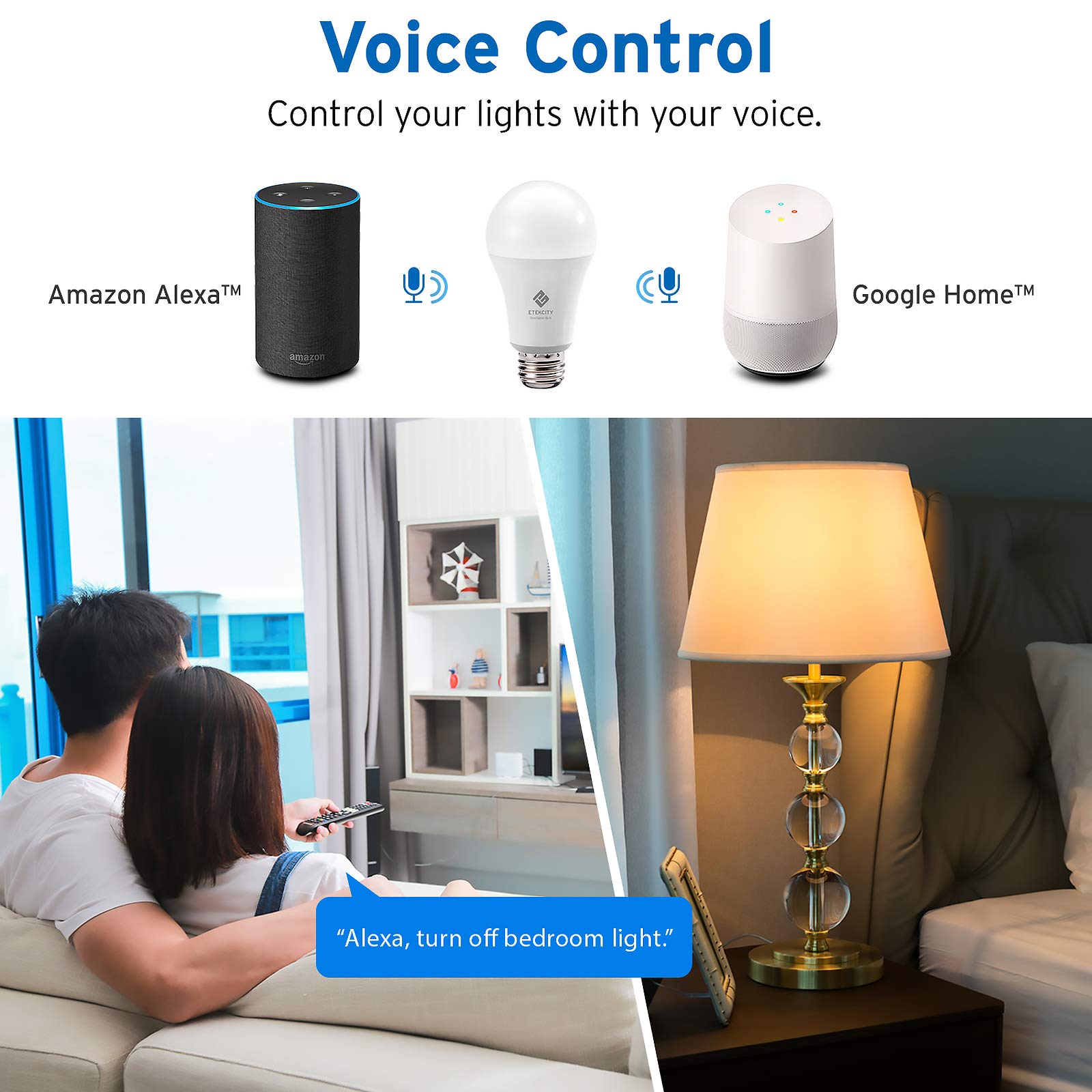 Etekcity ESL100 Smart Light Bulb, 9W (60W Equivalent), 806LM, 2700K, No Hub Required, 4 Pack