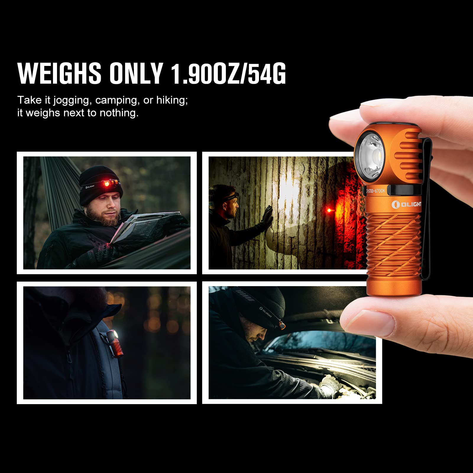 Olight Perun 2 Mini Headlamp 1100 Lumens Led Head Flashlight, Rechargeable Headlight With Red Light Option, Great For Working, H