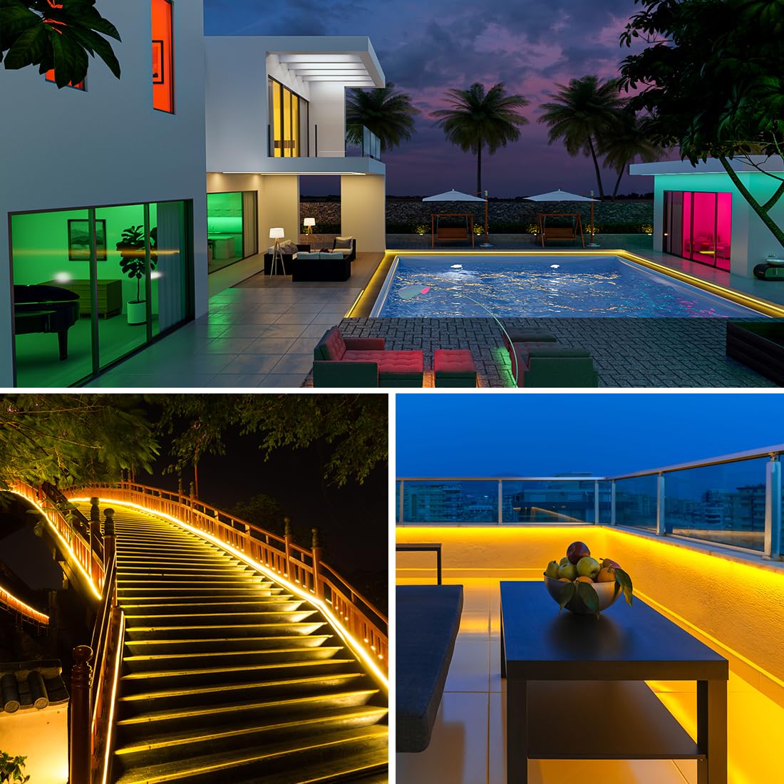 Btf-Lighting Ip68 Waterproof Outdoor Ws2814 Rgbw Ic Led Strip Rgb+Warm White(3000K)Addressable Dream Color 5050Smd Light Dc24V 16.4Ft 60Leds/M 10Pixels/M Can Work Under Water(No Adapter Or Controller)