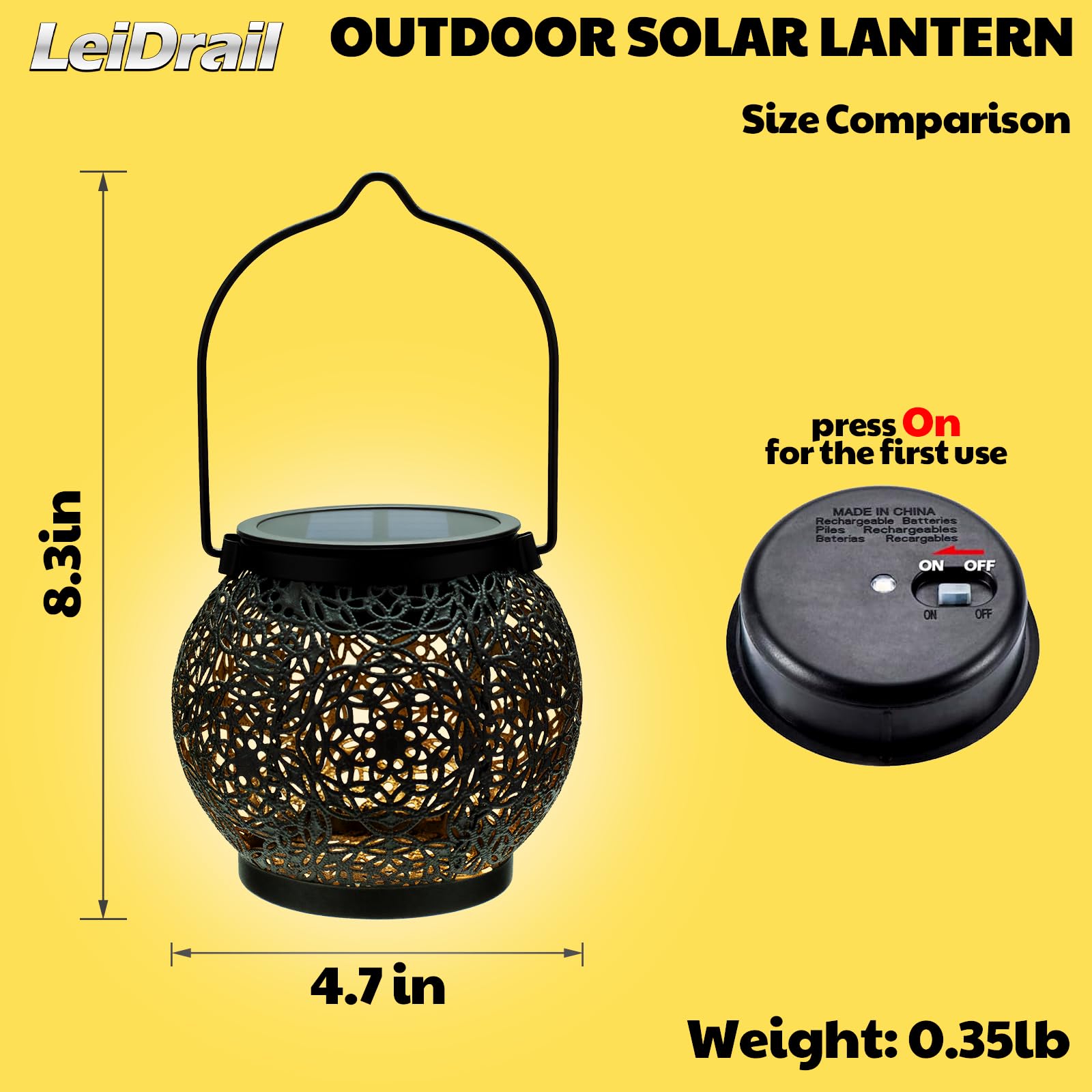Leidrail Solar Lanterns Outdoor Waterproof, Birthday Gifts For Women Mom Grandma, Metal Hanging Solar Lights, Garden Decor For P