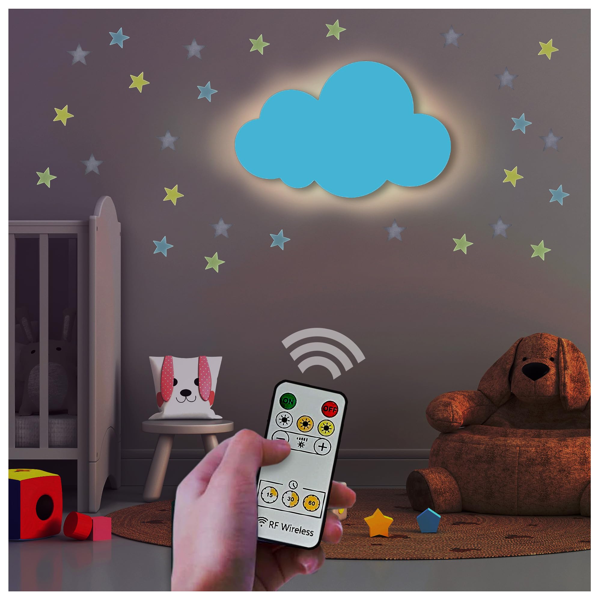 BAZENTI Cloud Lights - Nursery Decor Cloud Lamp, Rechargeable Baby Lamps with Remote, Hanging Lamp for Nursery, Kids Night Light