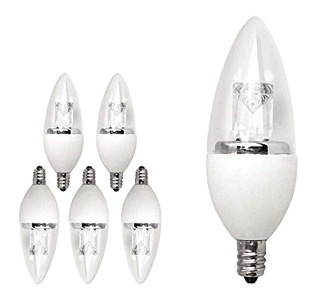 TCP LED Decorative B11 Chandelier Light Bulbs, Dimmable, Candelabra Based E12, 6 Count, Daylight, Model LDCT40W50K6