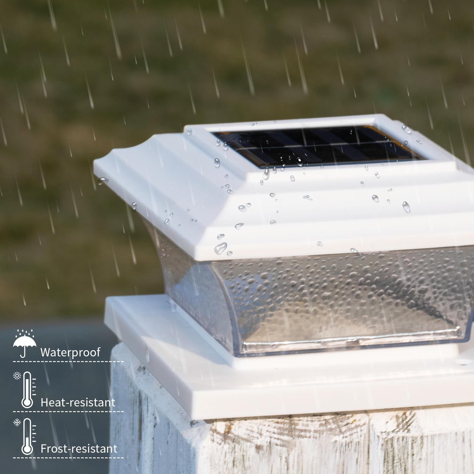 HUYIENO Solar Post Cap Lights Outdoor LED Lighting Deck Fence Cap Light 9 Light Modes Bright White/7 Color Fixed Modes/7 Color C