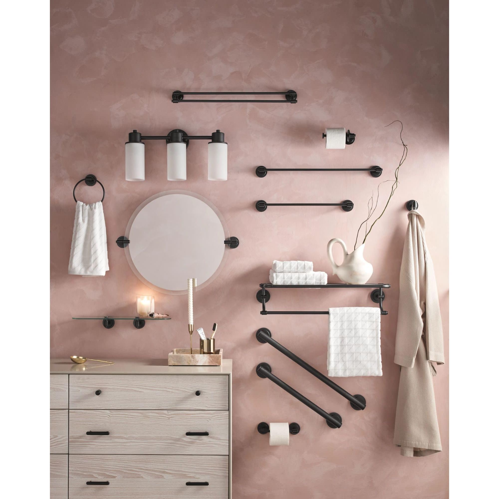 Moen Dn0763Bg 3-Light Dual-Mount Bath Bathroom Vanity Fixture With Frosted Glass, Brushed Gold