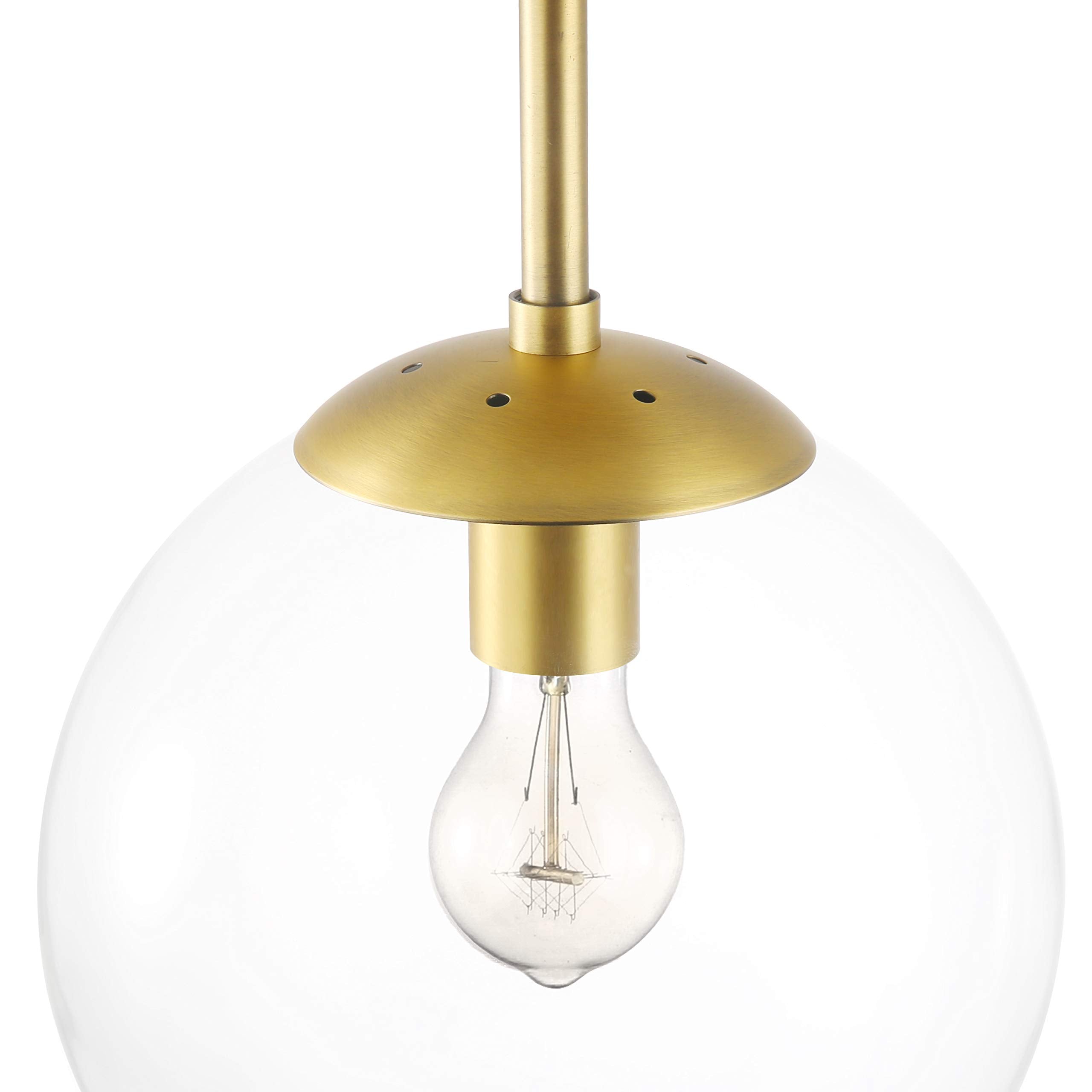 Light Society Zeno Globe Semi Flush Mount Ceiling Light, Brass/Clear Glass, Contemporary Style, Model LS-C176-BRS-CLR