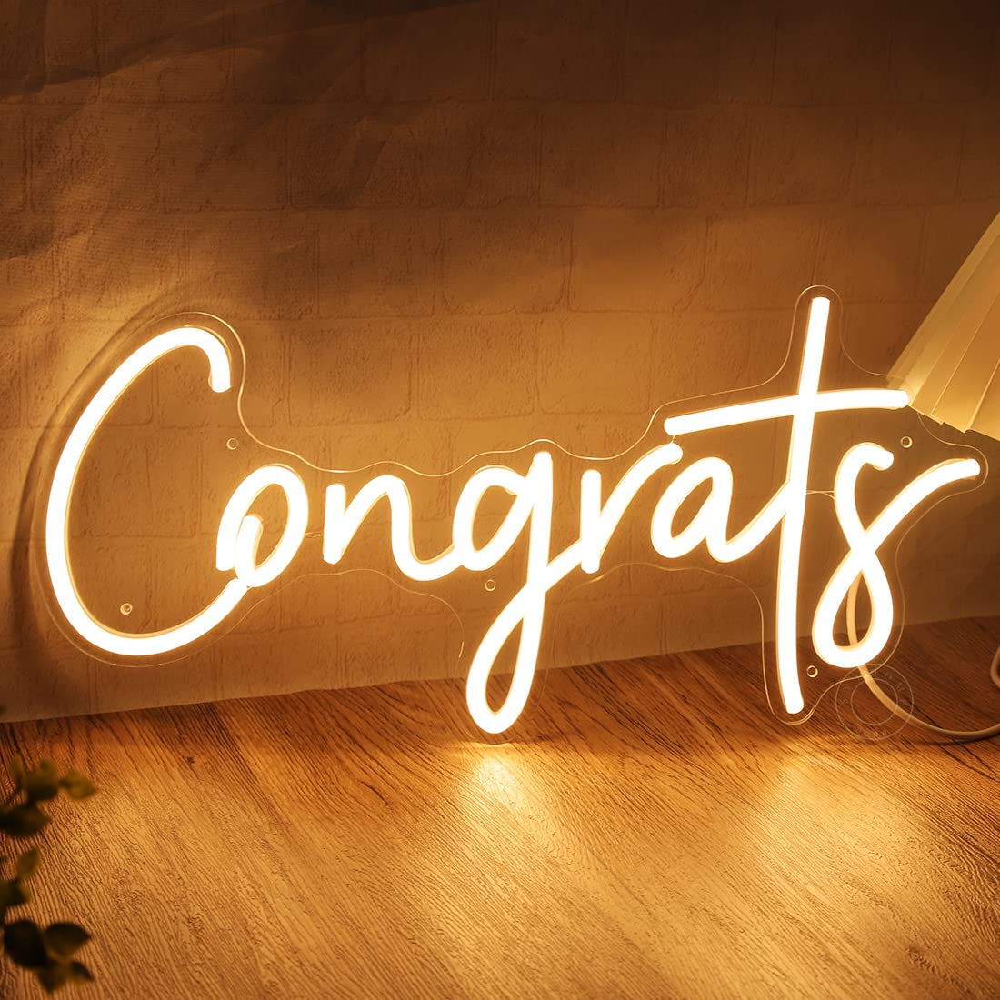 Sylhome Led Neon Light Sign - Congrats For Wedding/Birthday/Graduation - Warm White - 15.8 X 7.4 - Indoor Decor - Model Ns-Rc5Vd