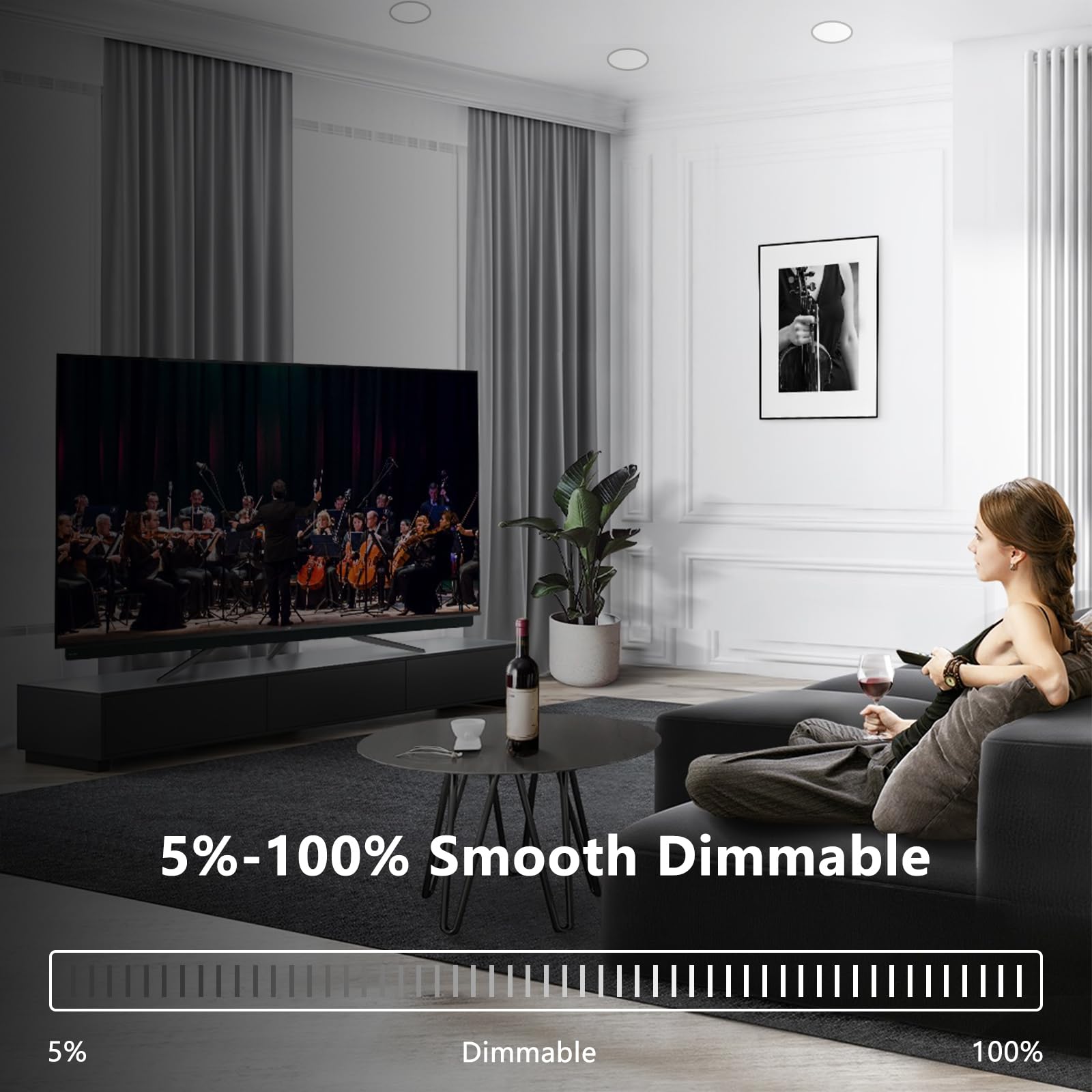 CycevSun 4 Inch LED Recessed Lights Canless Dimmable & 5 CCT Selectable, Ultra Thin Wafer Downlight Soffit Ceiling, Exterior Out