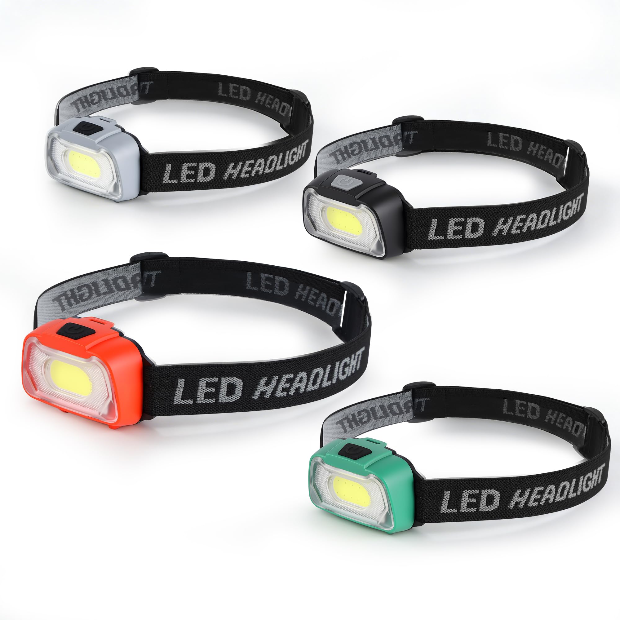 Lichamp Camping Headlamp Flashlight 4 Pack, Outdoor Battery Powered Head Lamp Gear for Running, Reading, Hiking, Walking, Climbi