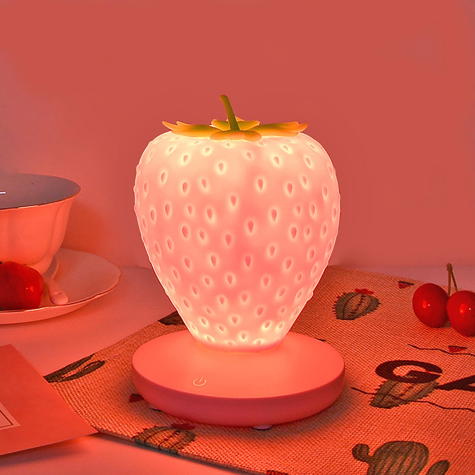 Liftatapa Strawberry Night Light  Cute Silicone Strawberry Lamp  Led Cute Night Light Decor  Usb Rechargeable Bedside Color Changing Lamp  3 Modes Touch Lighting For Birthday  Christmas